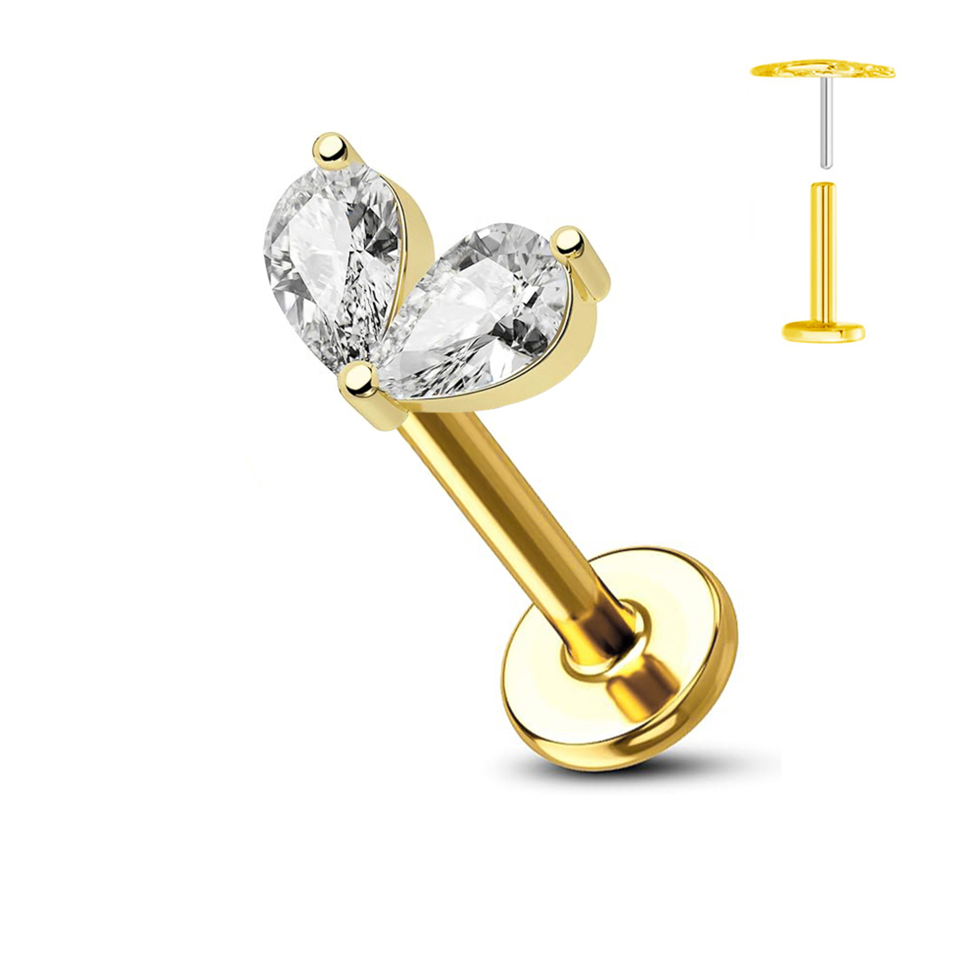 Titanium Flower Threadless Earring Petal Heart Butterfly Push In Labret Stud 10