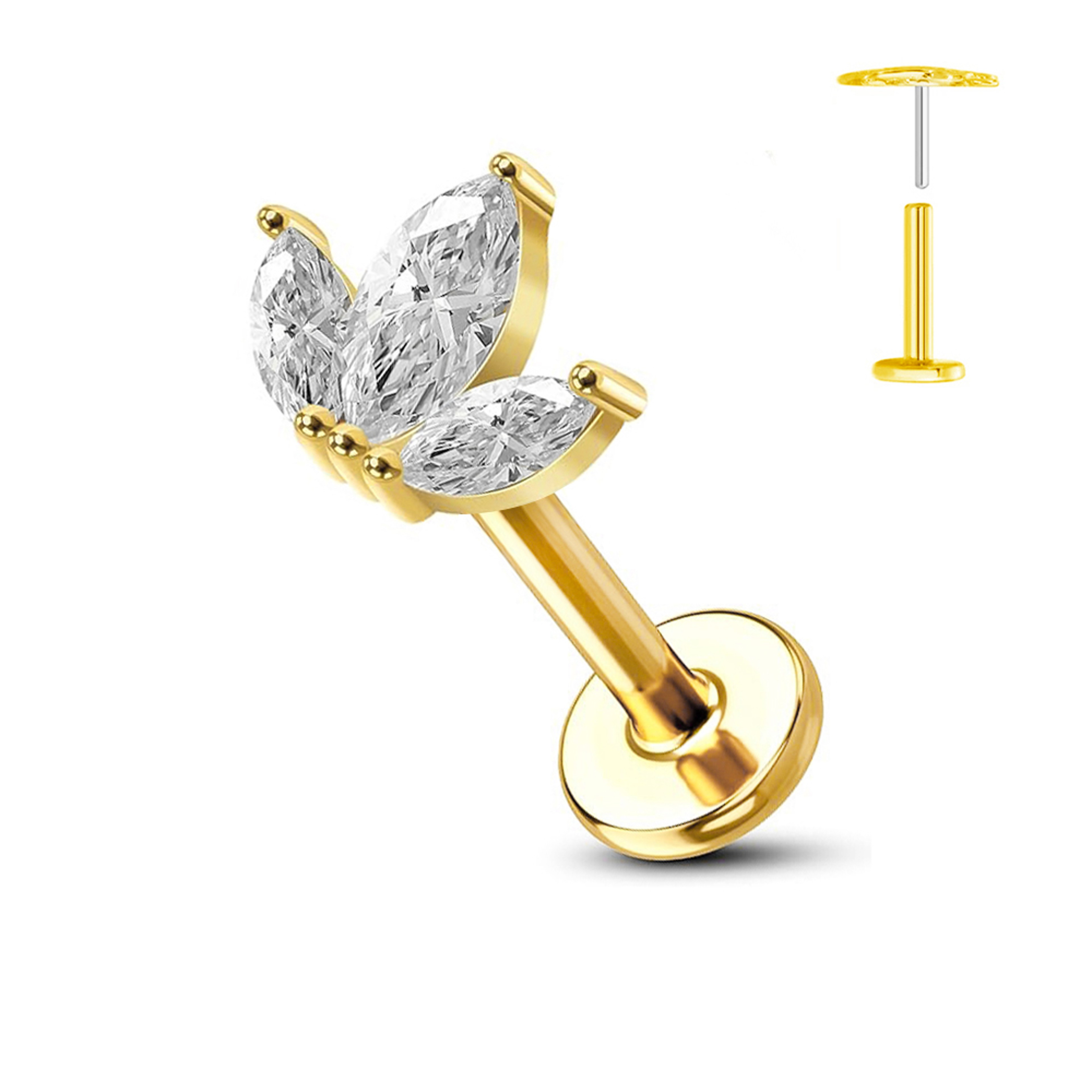 Titanium Flower Threadless Earring Petal Heart Butterfly Push In Labret Stud 11
