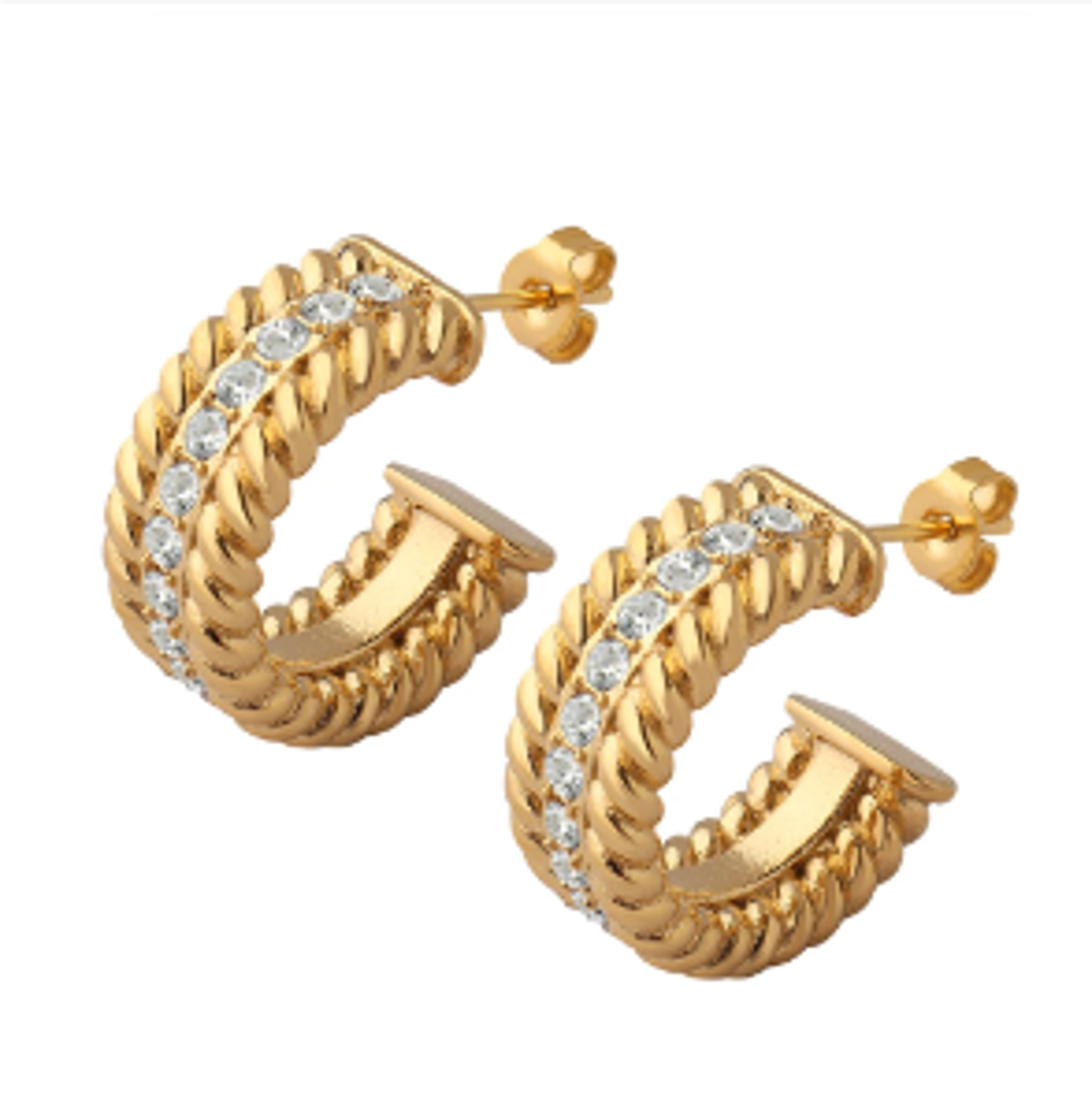 Trendy Golden Stainless Steel Hoop Earrings for Women and Men – view 9