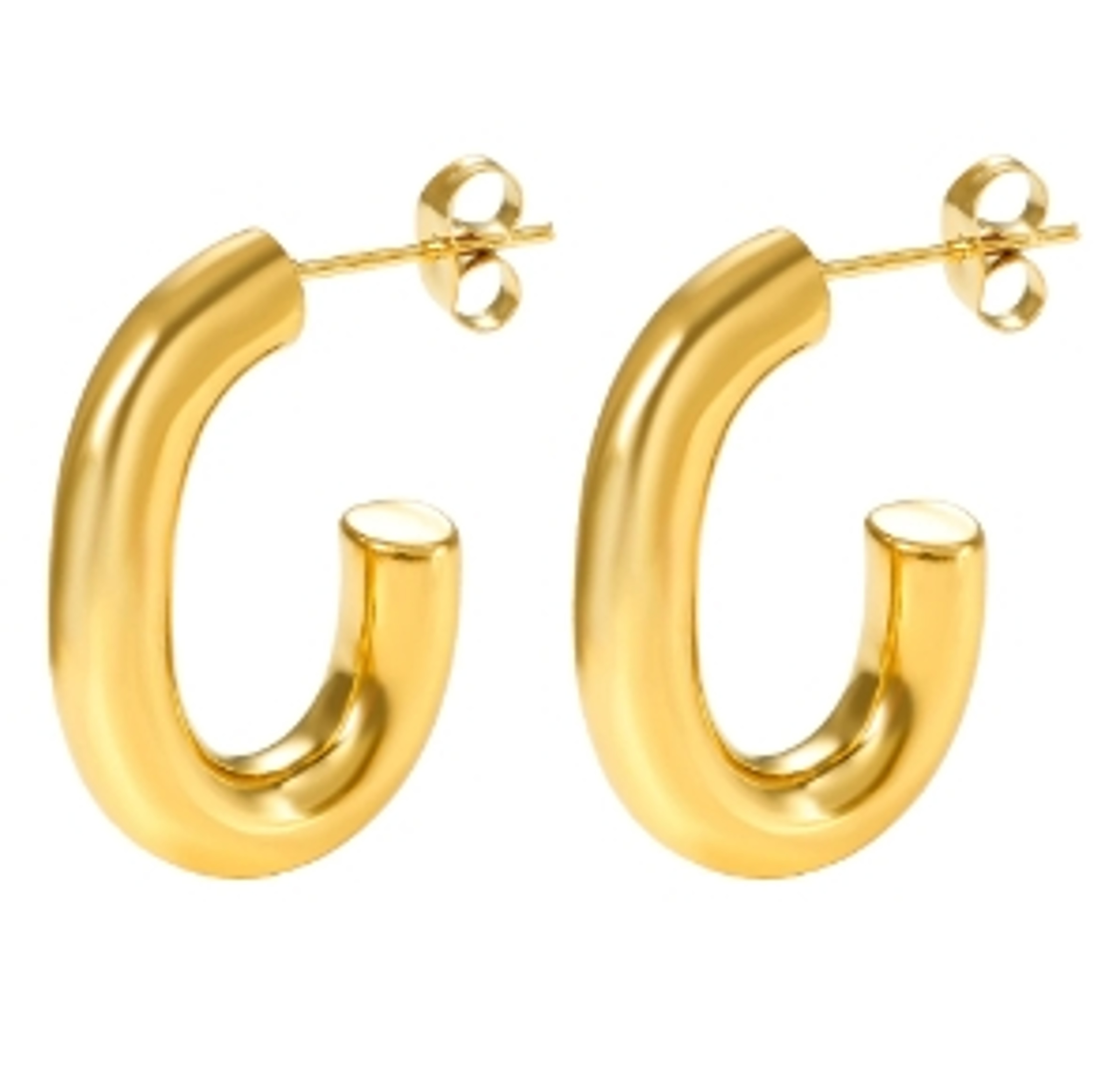 Trendy Golden Stainless Steel Hoop Earrings for Women and Men – view 19