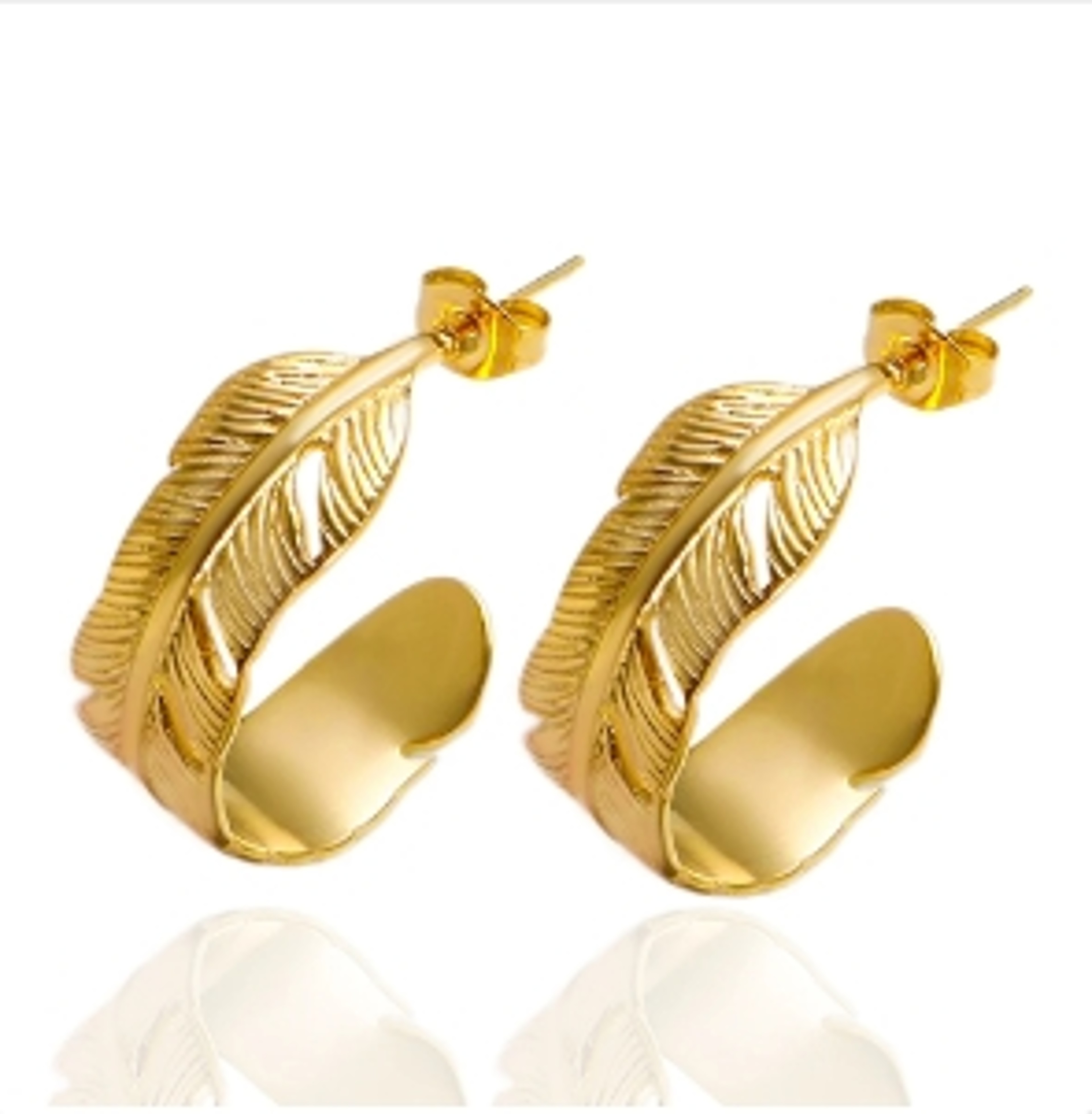 Trendy Golden Stainless Steel Hoop Earrings for Women and Men – view 21