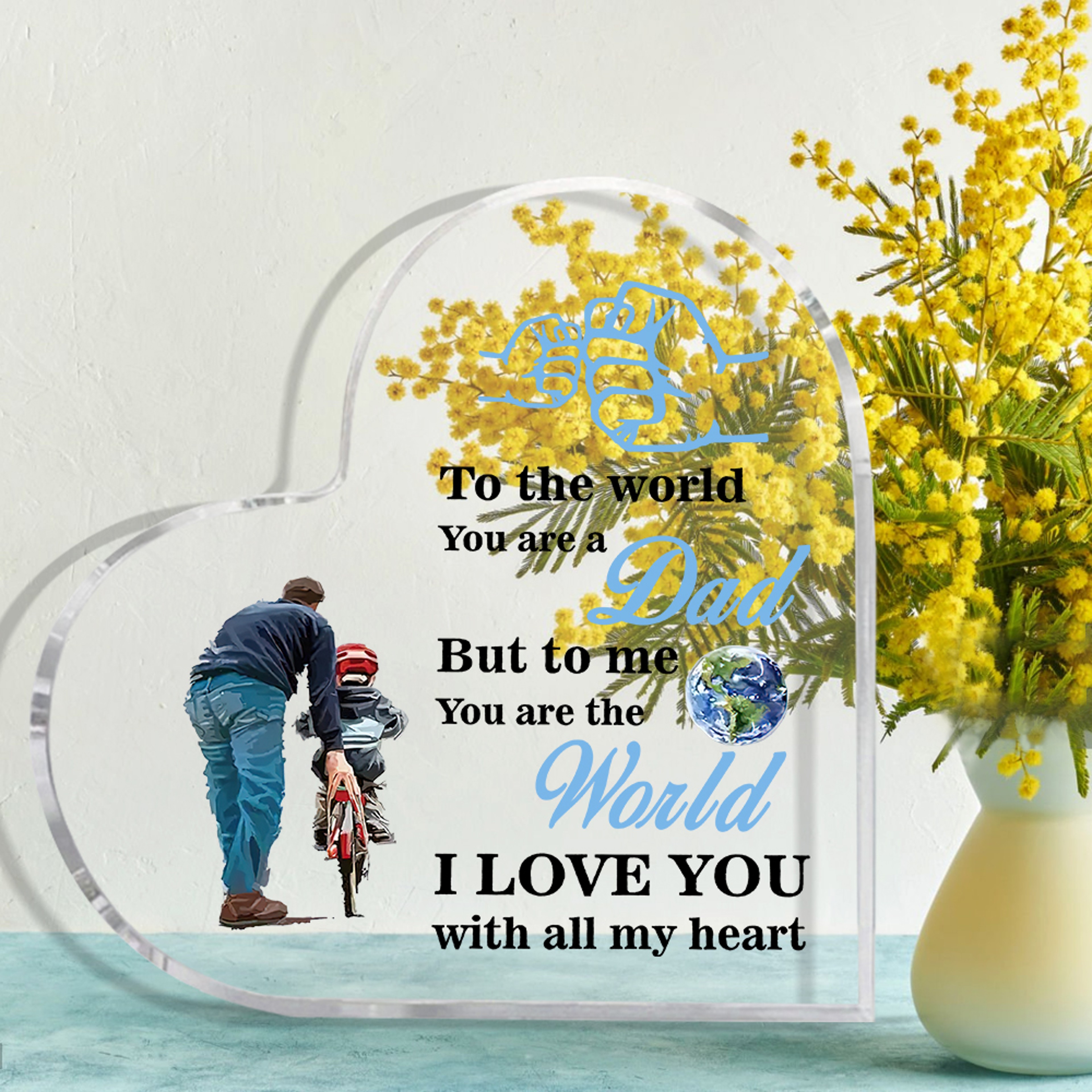 Inspirational Heart Shaped Dad Acrylic Plaque Keepsake Paperweight Decor – view 2