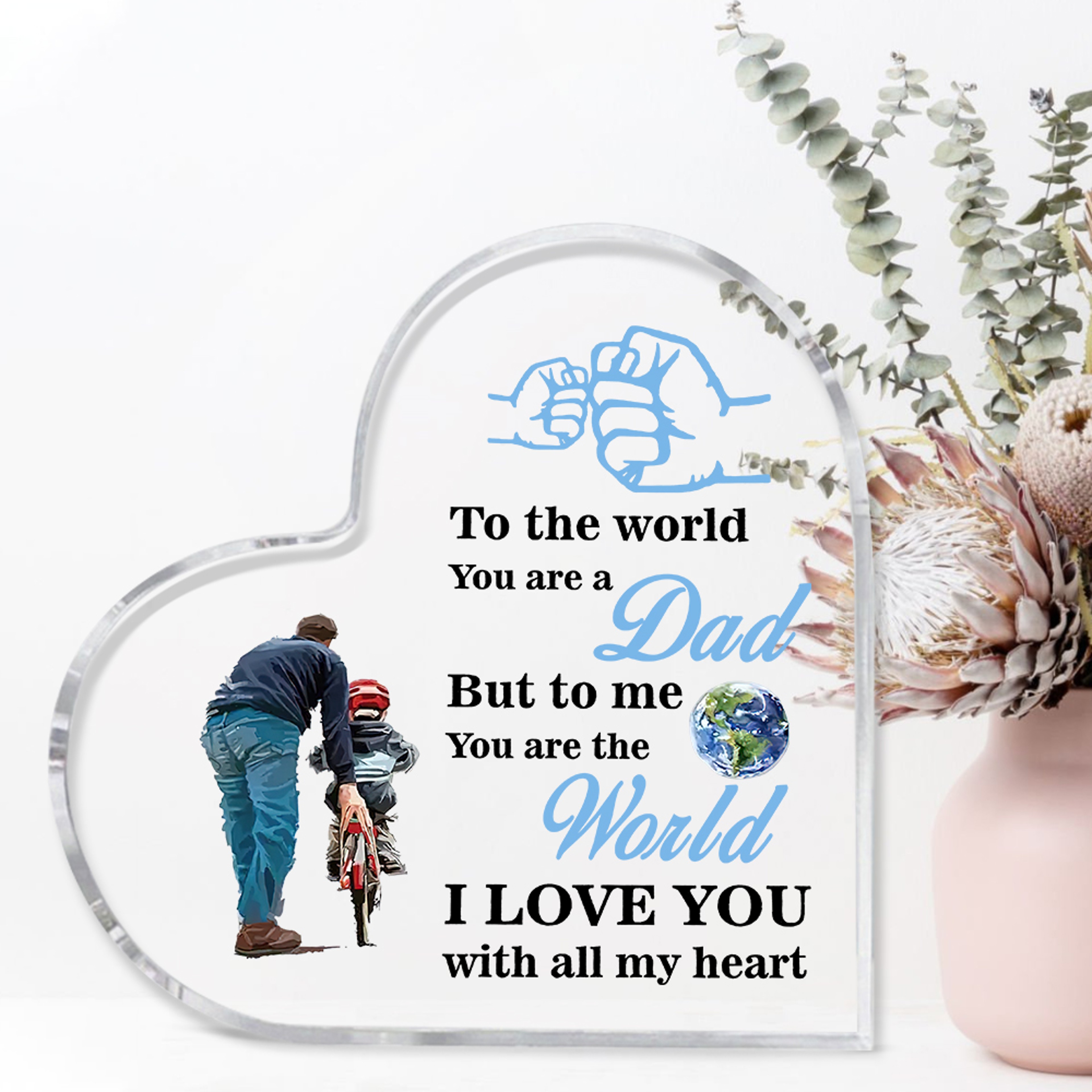 Inspirational Heart Shaped Dad Acrylic Plaque Keepsake Paperweight Decor – view 4