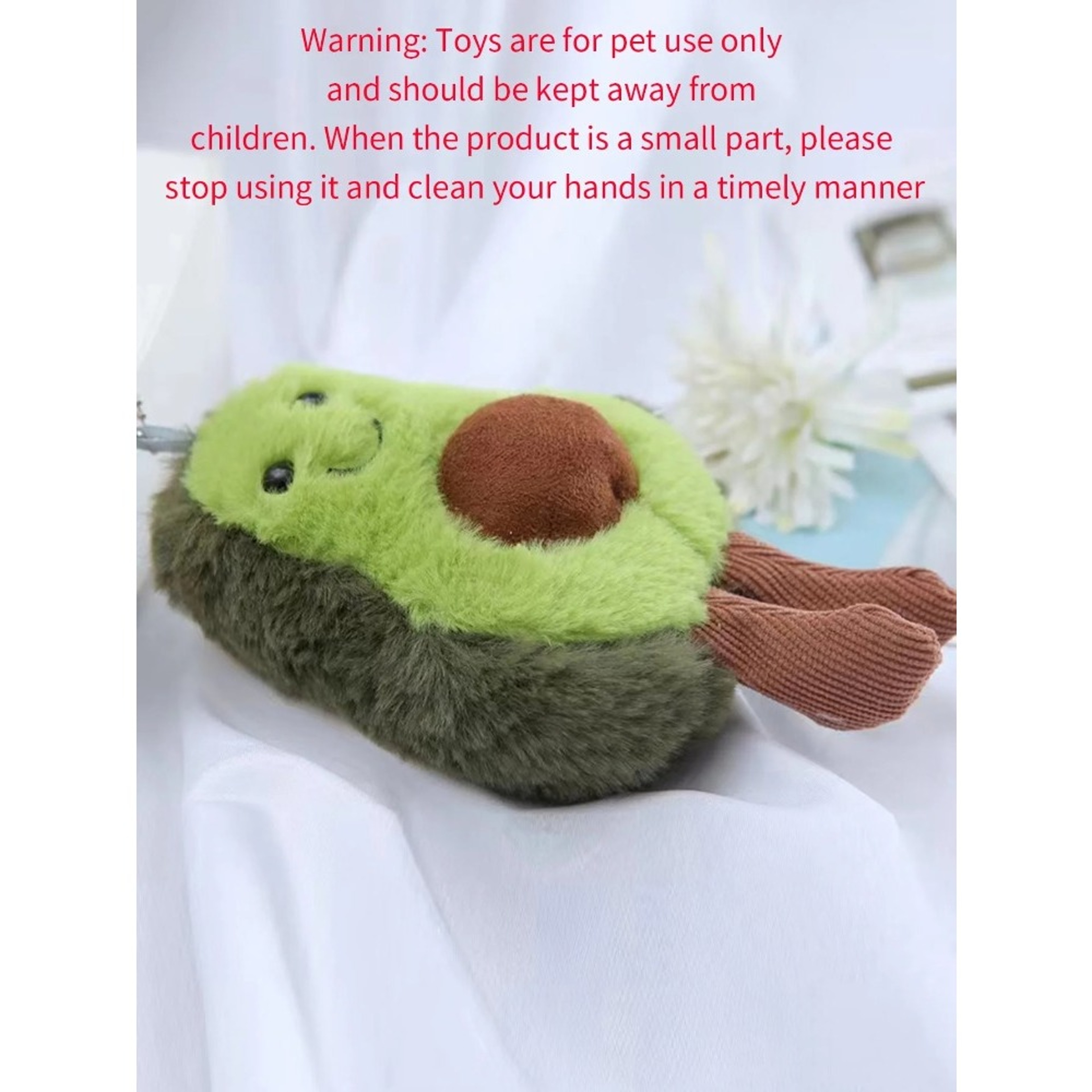 Avocado Plush Pet Toy with Hanging Chain for Cats and Small to Medium Dogs – view 4