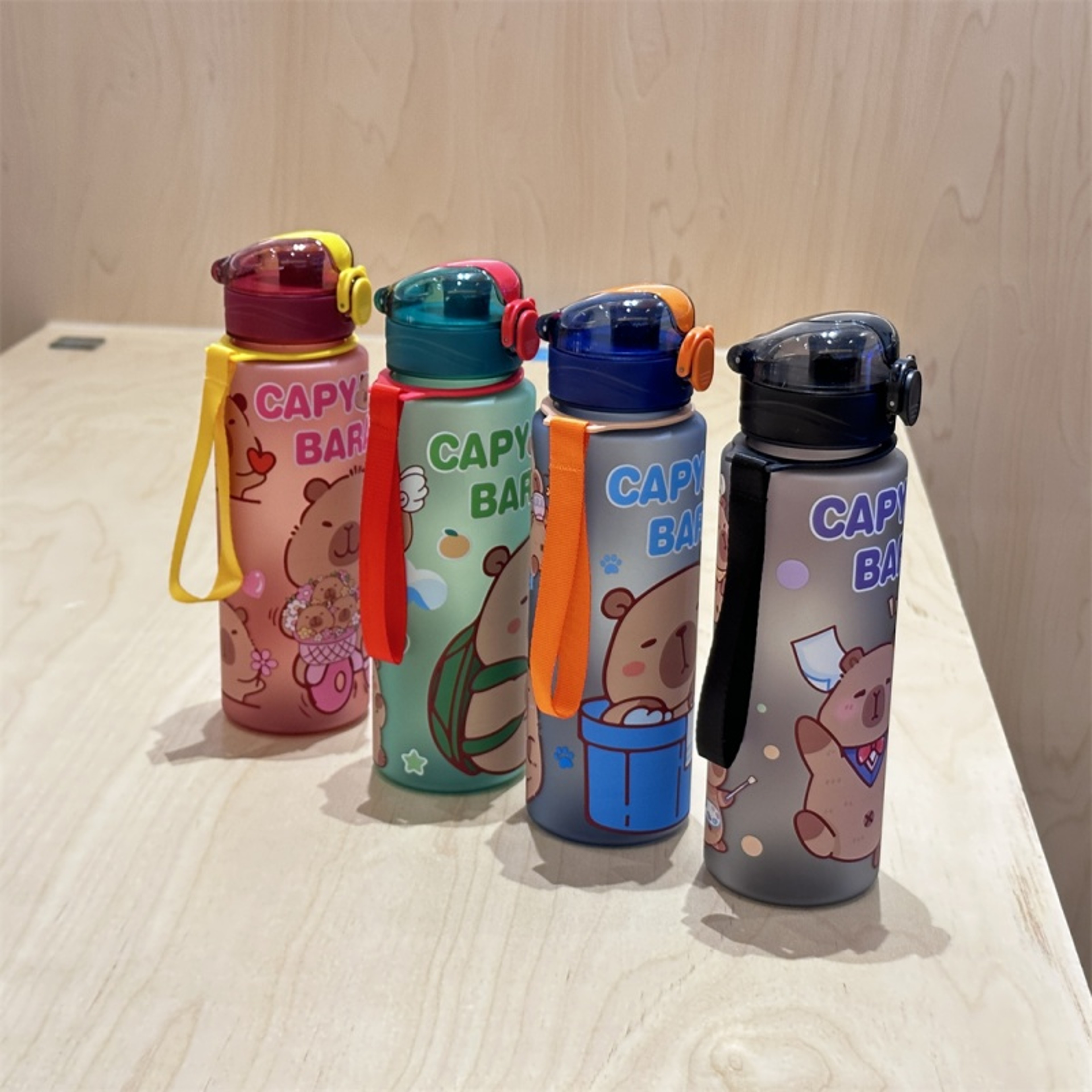 Cute Capybara Water Bottle Leakproof Plastic Straw Cup For Outdoor Travel Sports 3