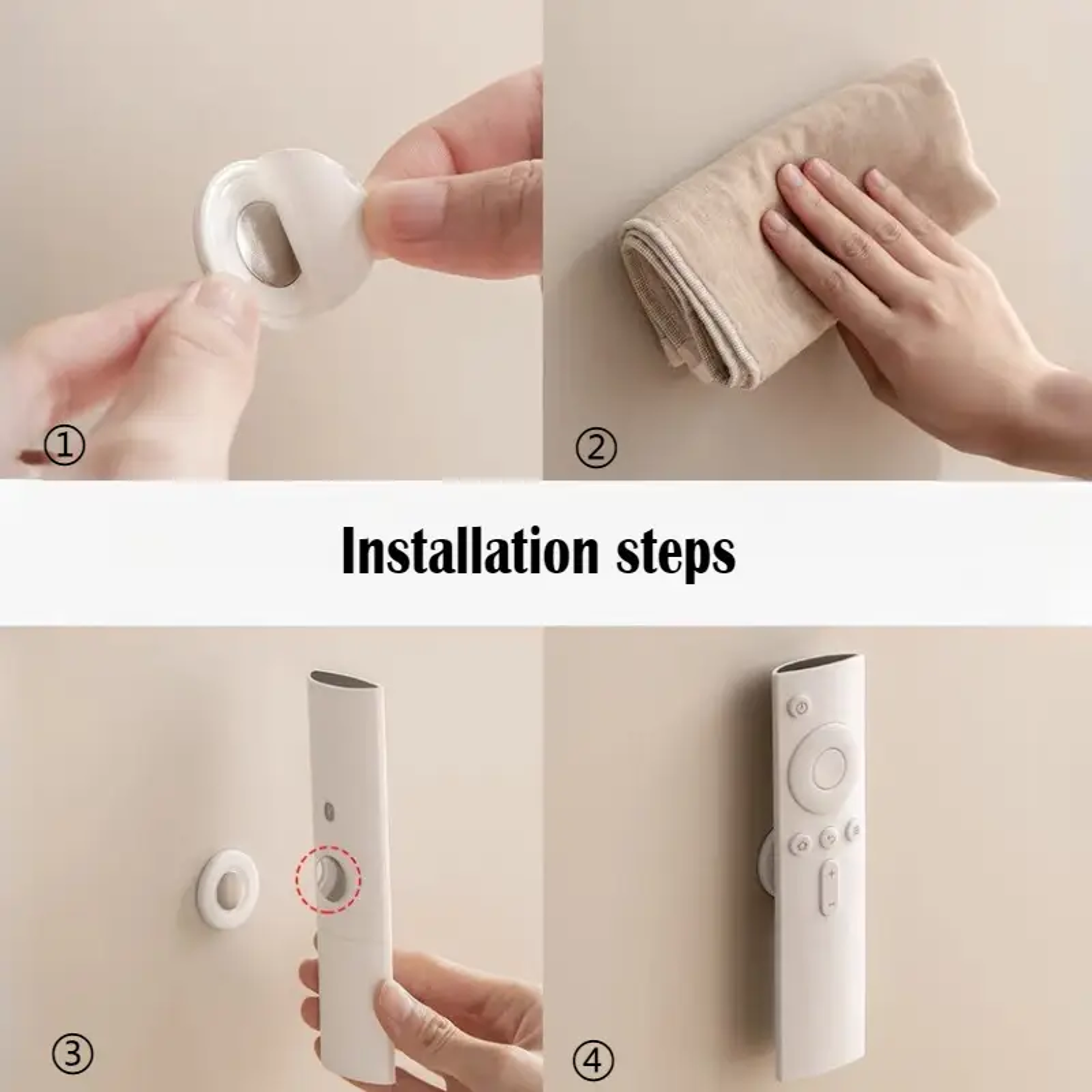 Three Pack Magnetic Remote Control Holder Adhesive Wall Mount Space Saver in White – view 6