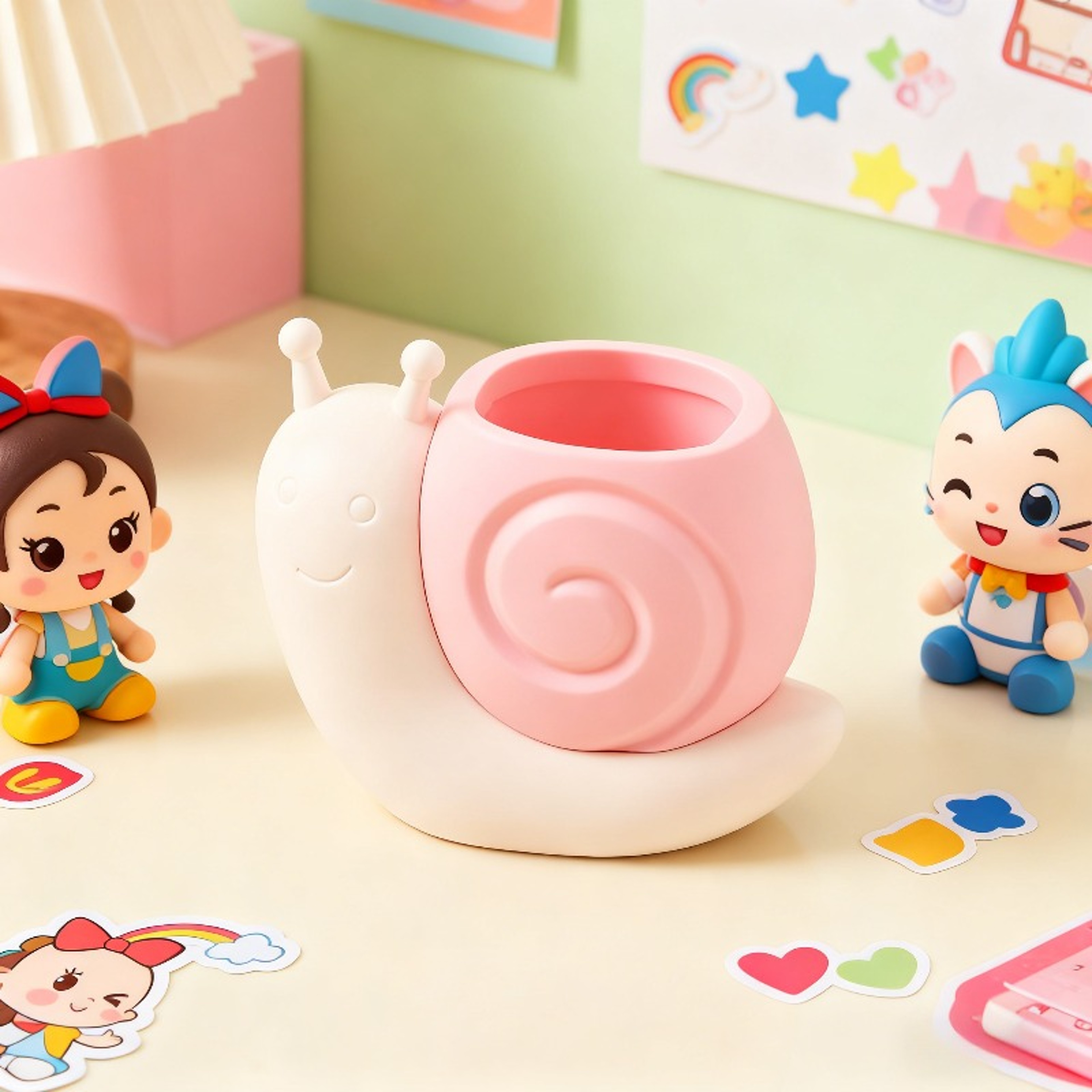 Cartoon Snail Dinosaur Pen Holder Cute Desktop Organizer for Pens and Makeup Brushes – view 4