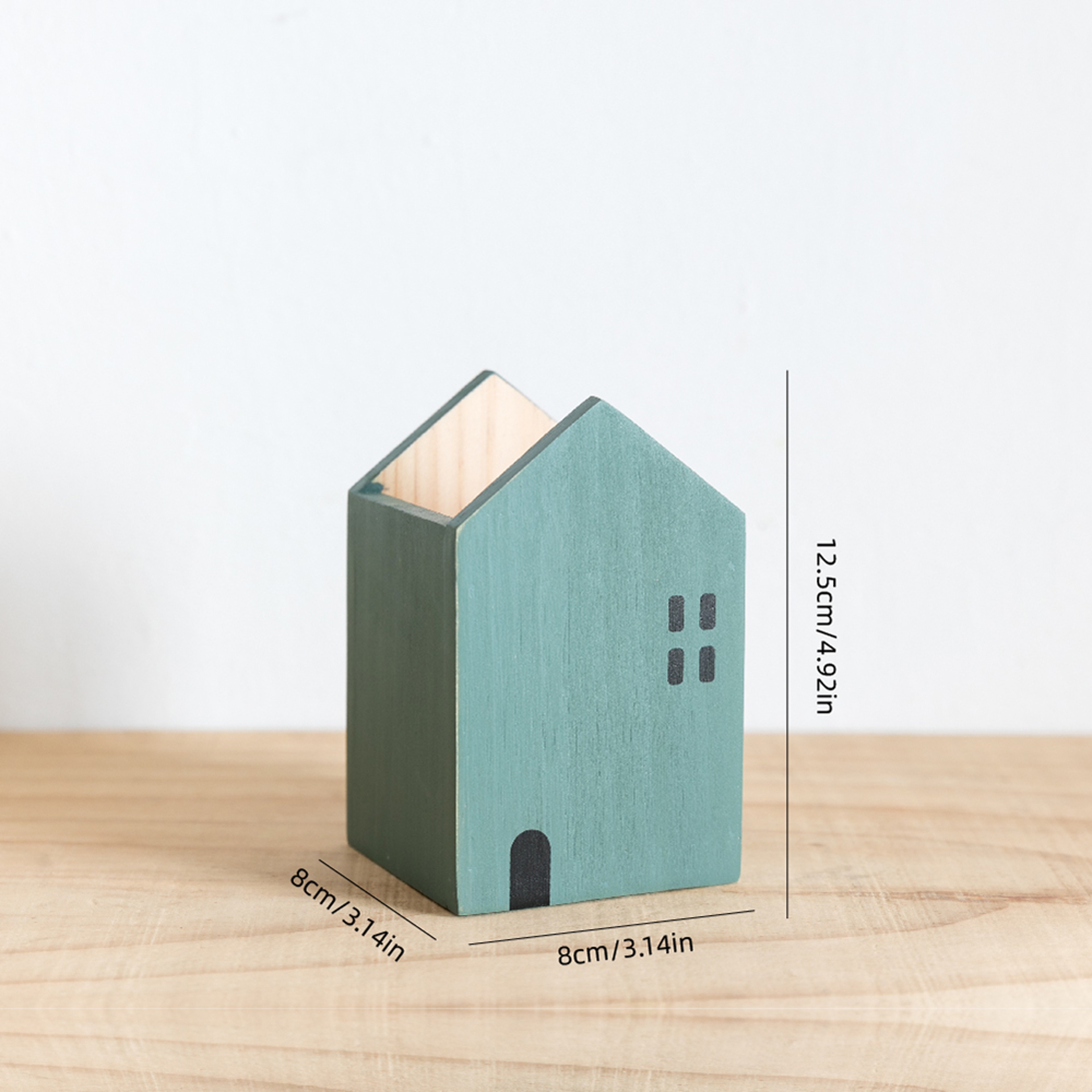 Cartoon House Wooden Pen Holder Desktop Pencil Organizer for Stationery and Makeup Brushes – view 8