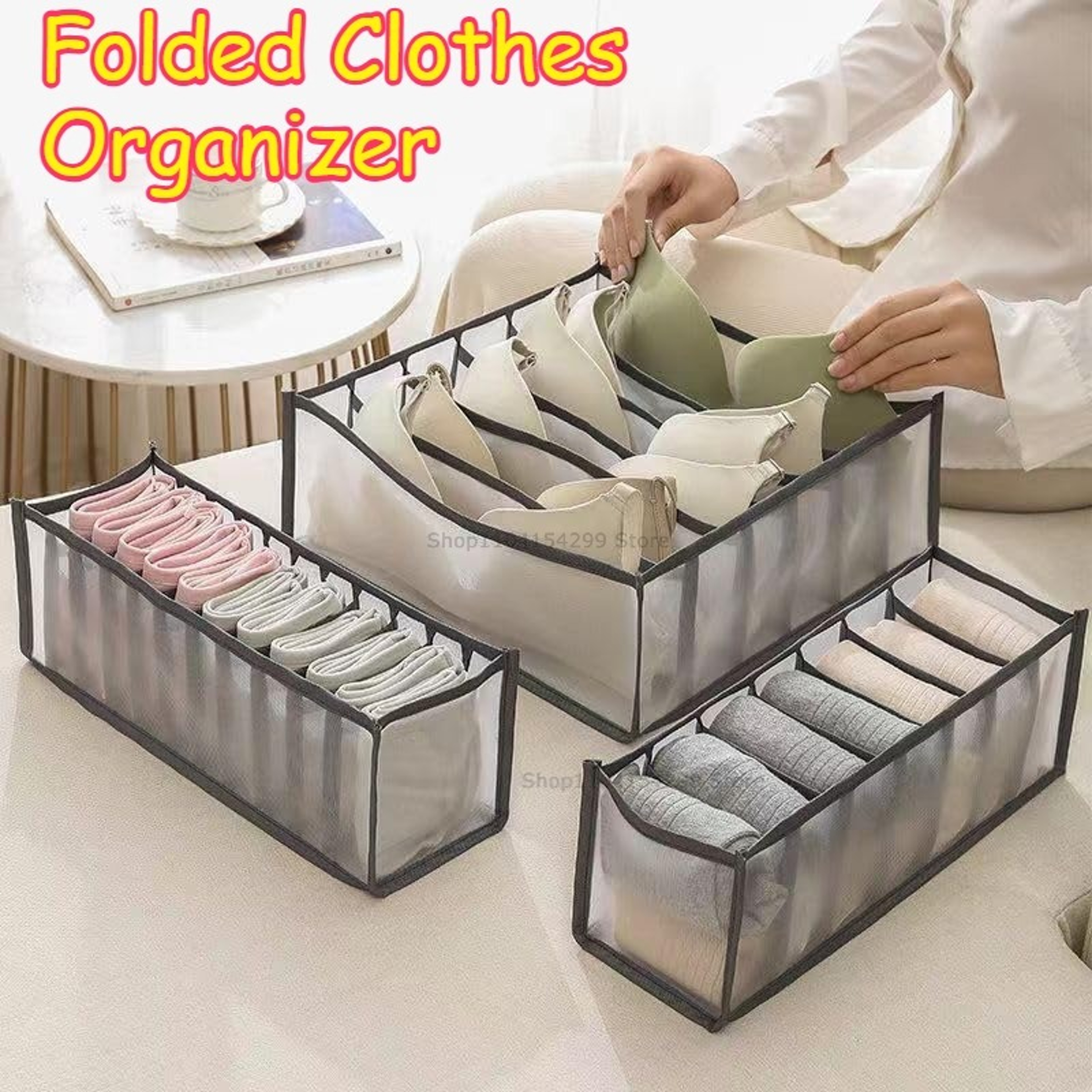 Foldable Underwear Drawer Organizer Polyester Storage Box For Bras Socks And Clothes 0