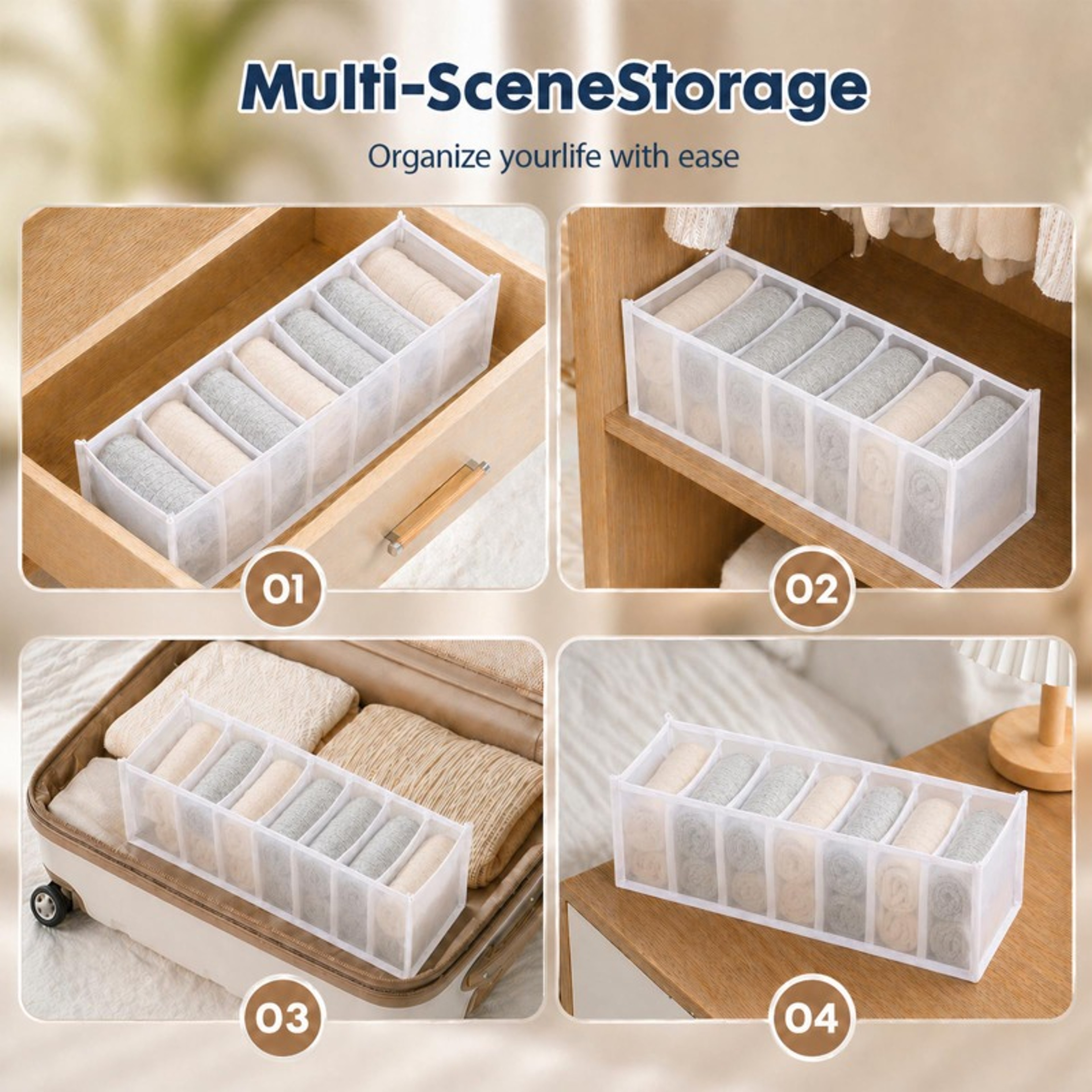Foldable Underwear Drawer Organizer Polyester Storage Box For Bras Socks And Clothes 1