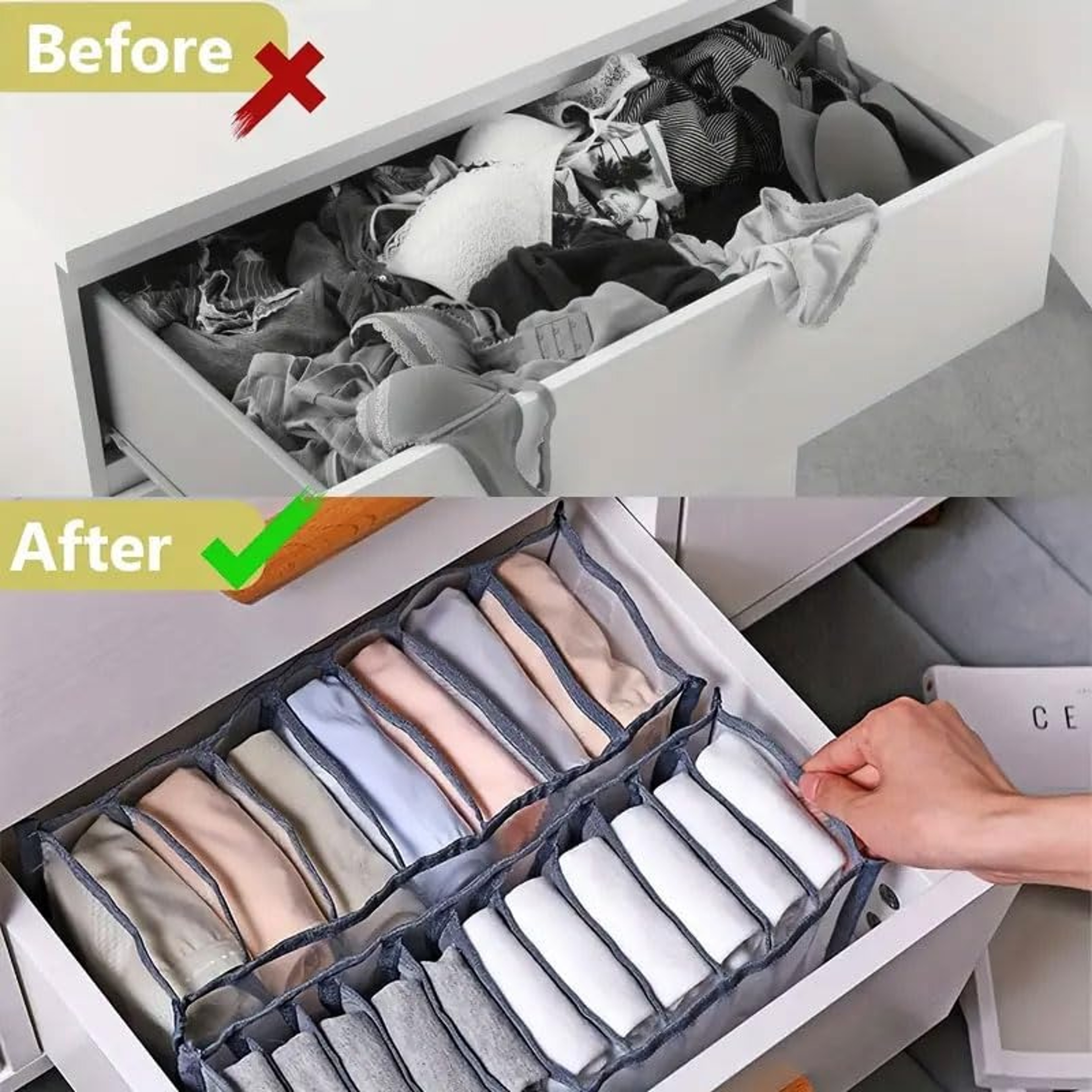 Foldable Underwear Drawer Organizer Polyester Storage Box For Bras Socks And Clothes 4