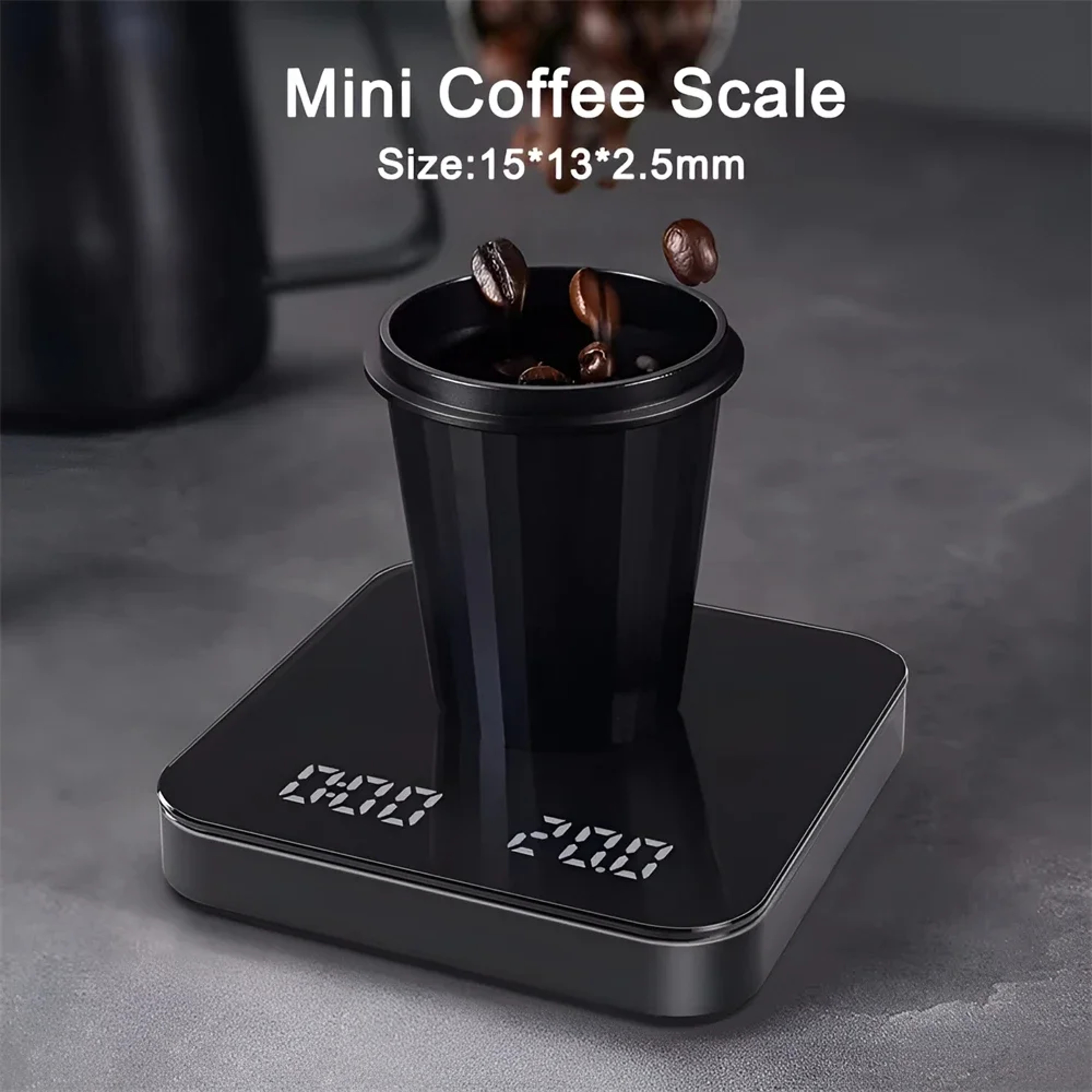 Digital Coffee Scale With Timer LED Display USB Rechargeable Food Safe Silicone Pad Black 1