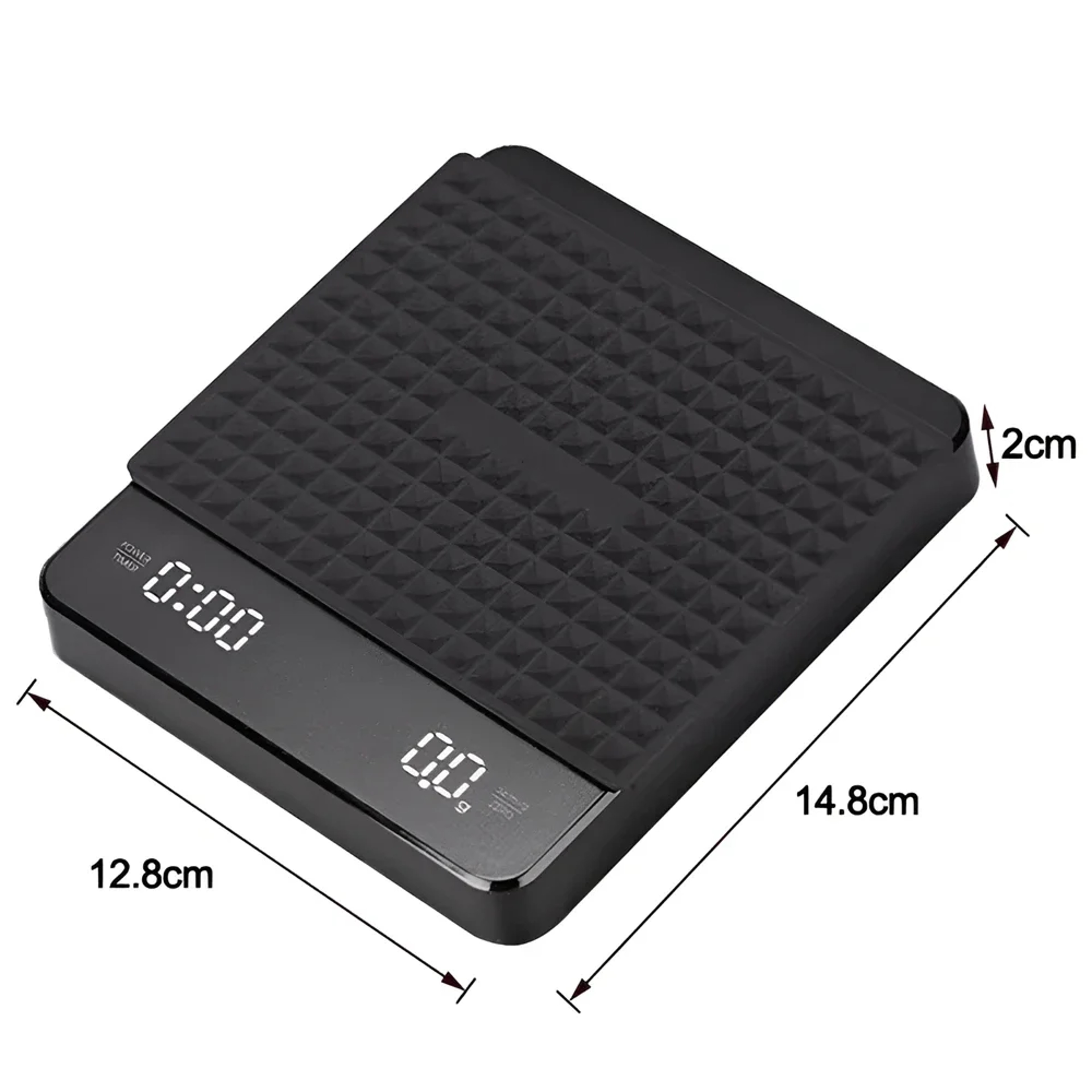 Digital Coffee Scale With Timer LED Display USB Rechargeable Food Safe Silicone Pad Black 7
