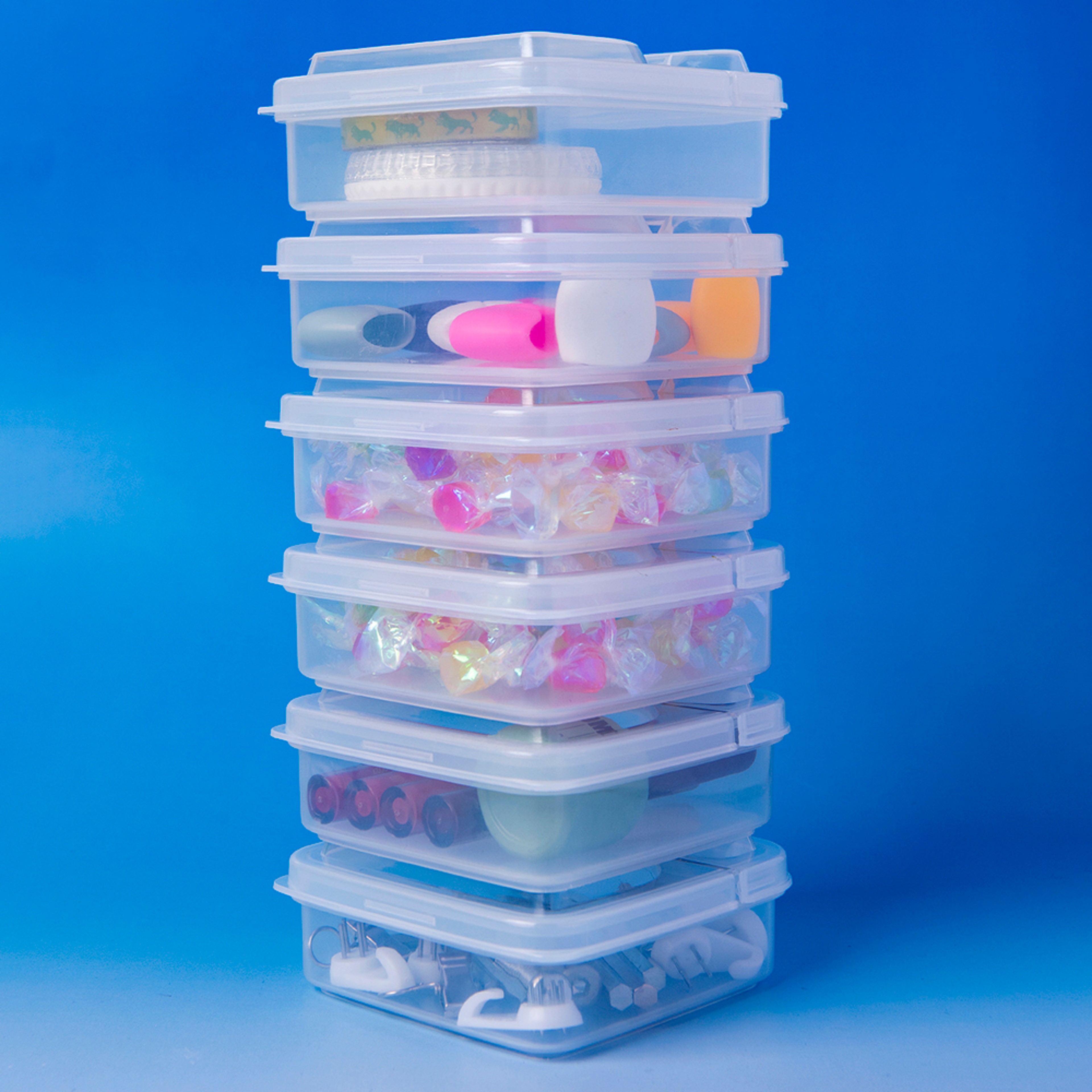Transparent Square PP Plastic Flip Storage Box For Jewelry And Small Items 2