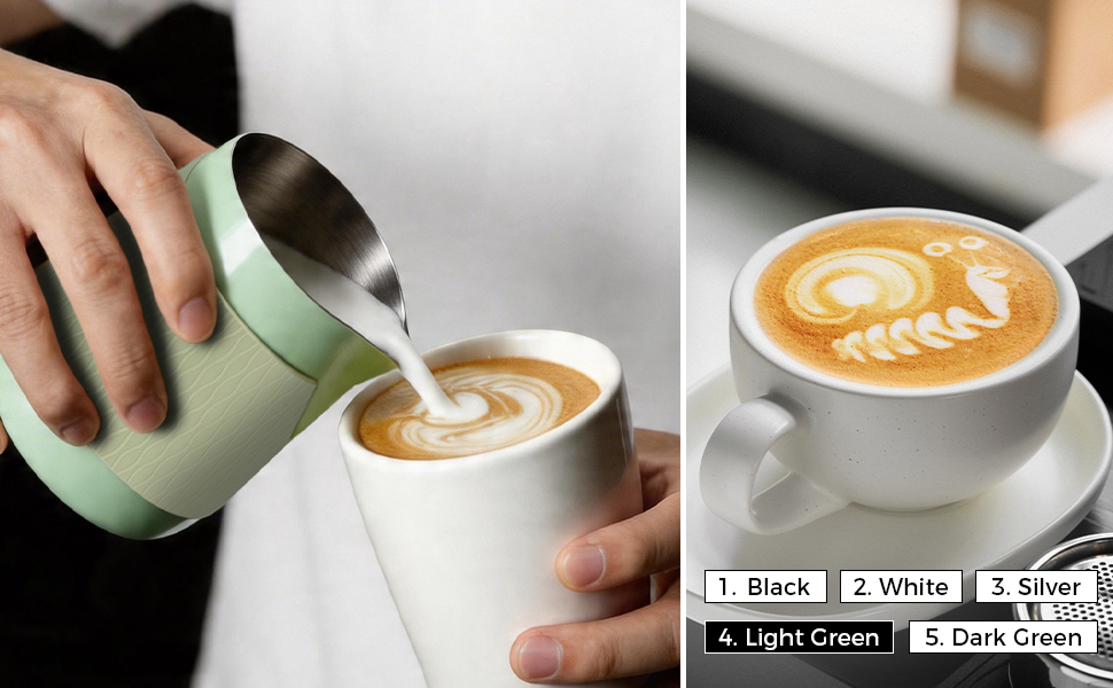 Handleless Espresso Milk Frothing Pitcher With Sharp Spout 2