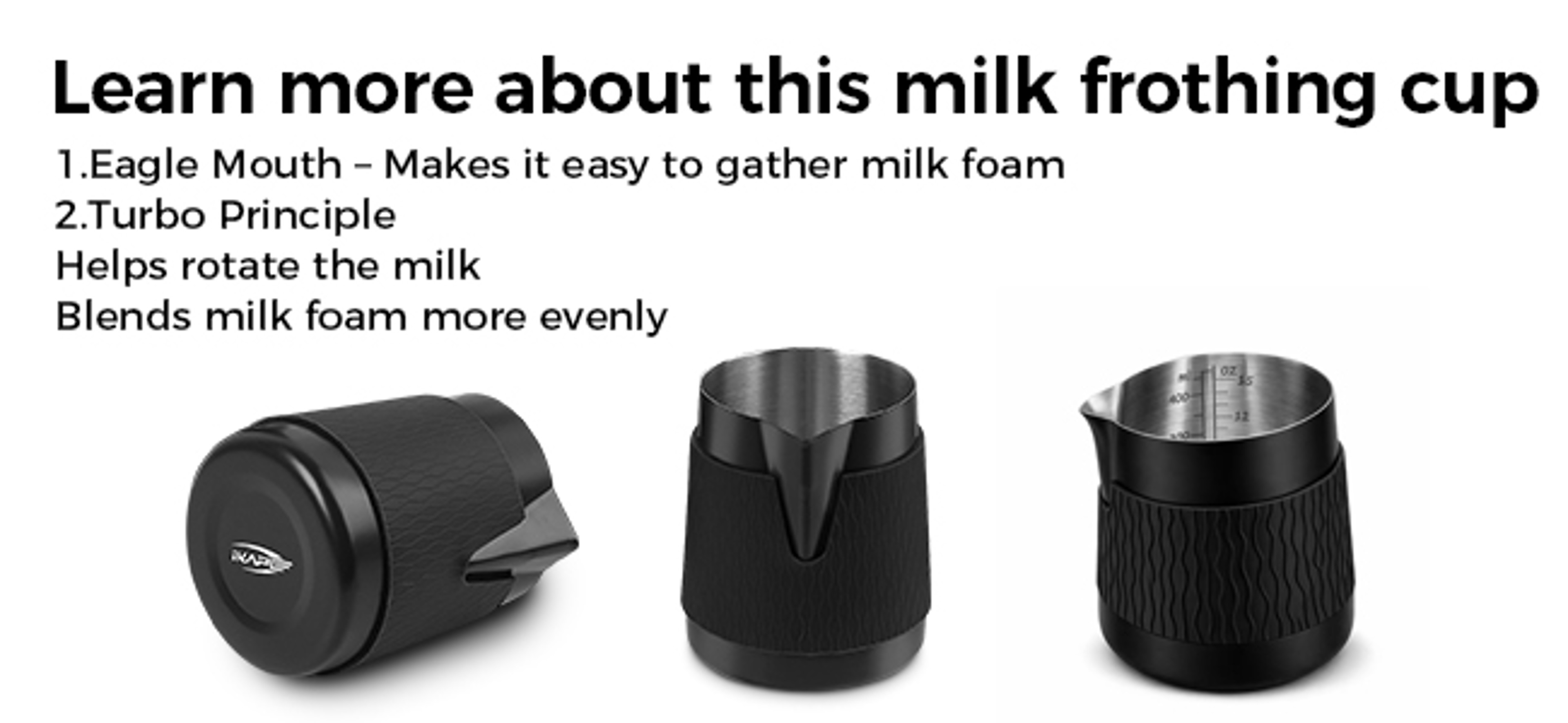 Handleless Espresso Milk Frothing Pitcher With Sharp Spout 4