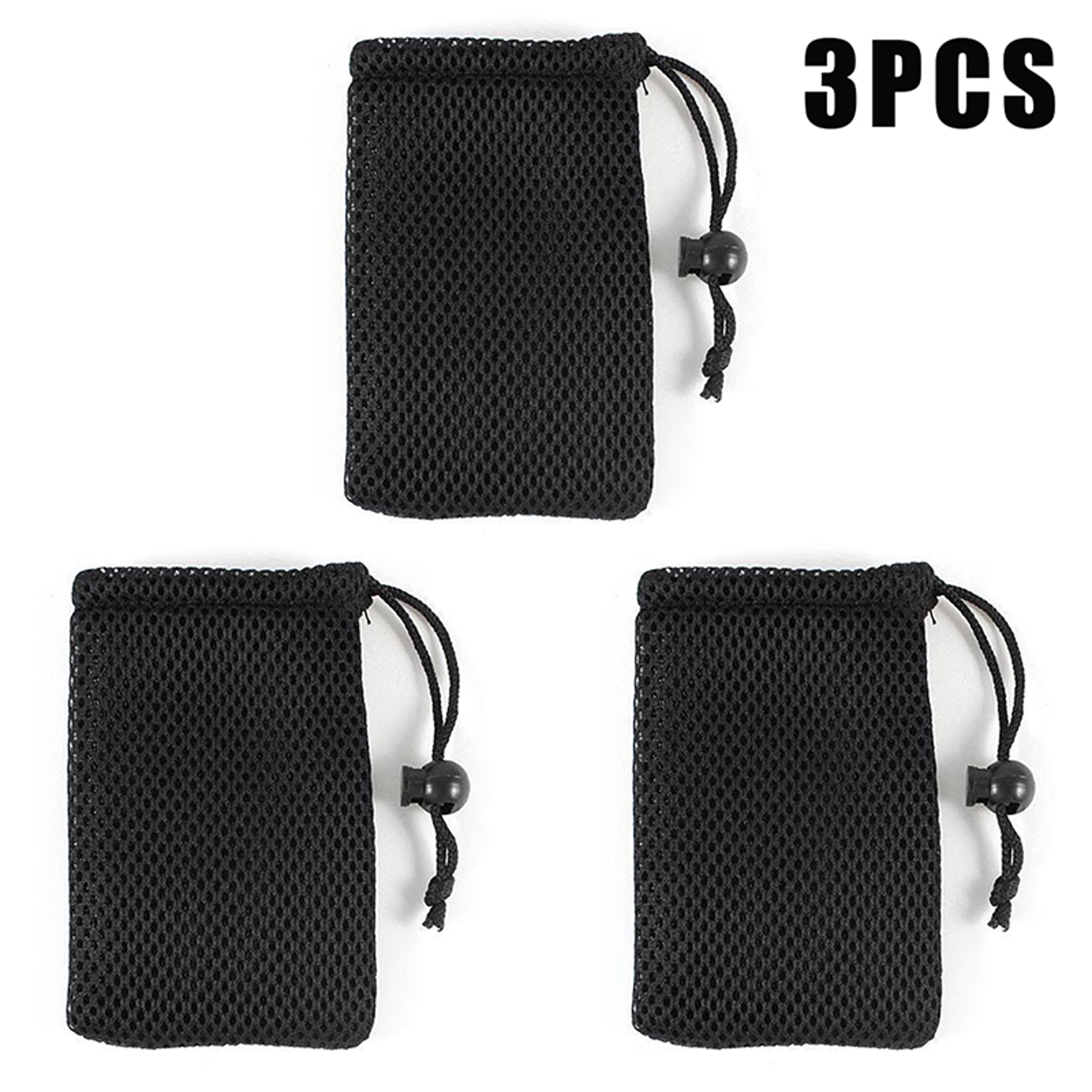Three Pack Nylon Mesh Drawstring Storage Pouch Set for Travel Accessories – view 1