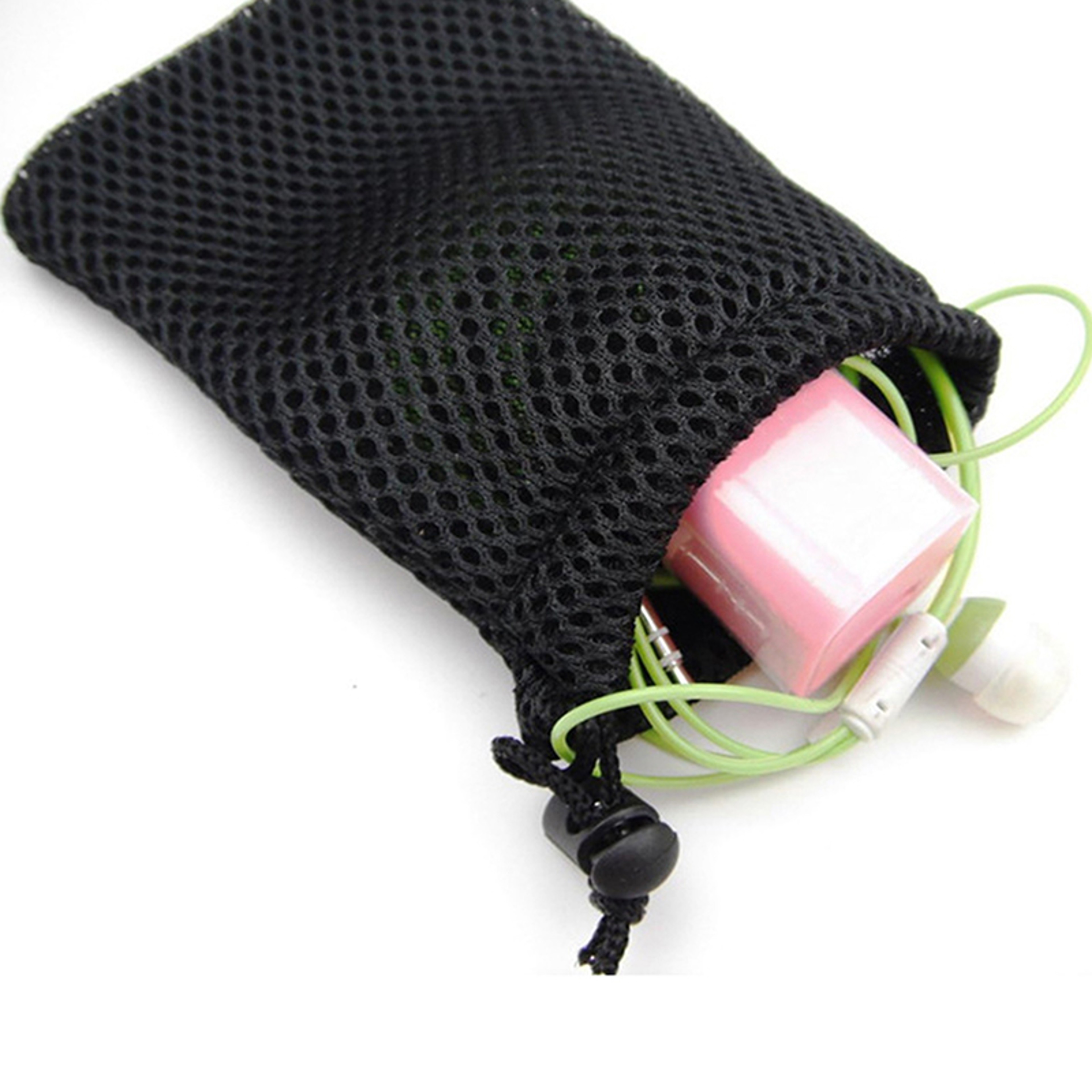 Three Pack Nylon Mesh Drawstring Storage Pouch Set for Travel Accessories – view 2