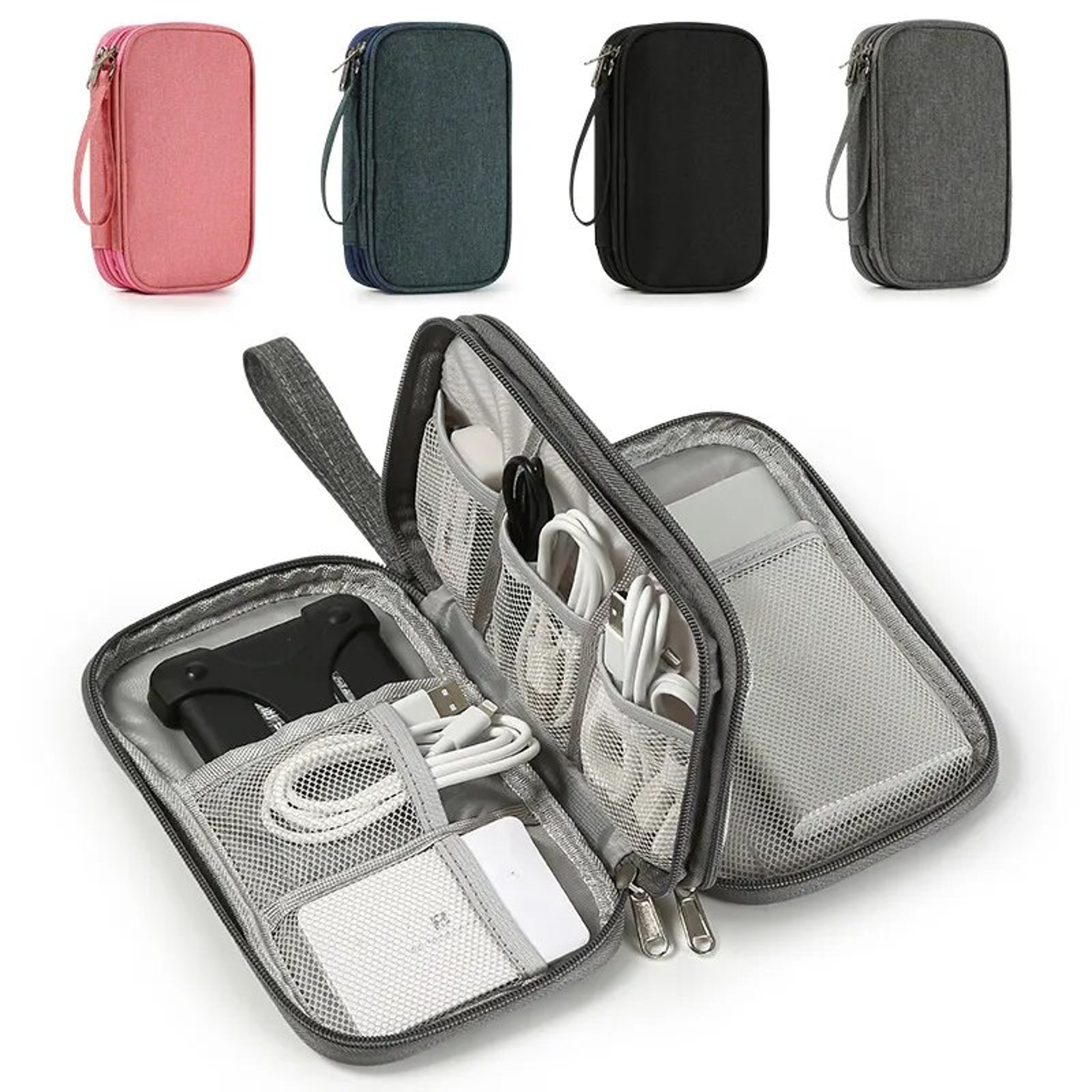 Portable Electronic Organizer Bag Travel Cable Storage Case Rectangular Tech Accessory Pouch 0