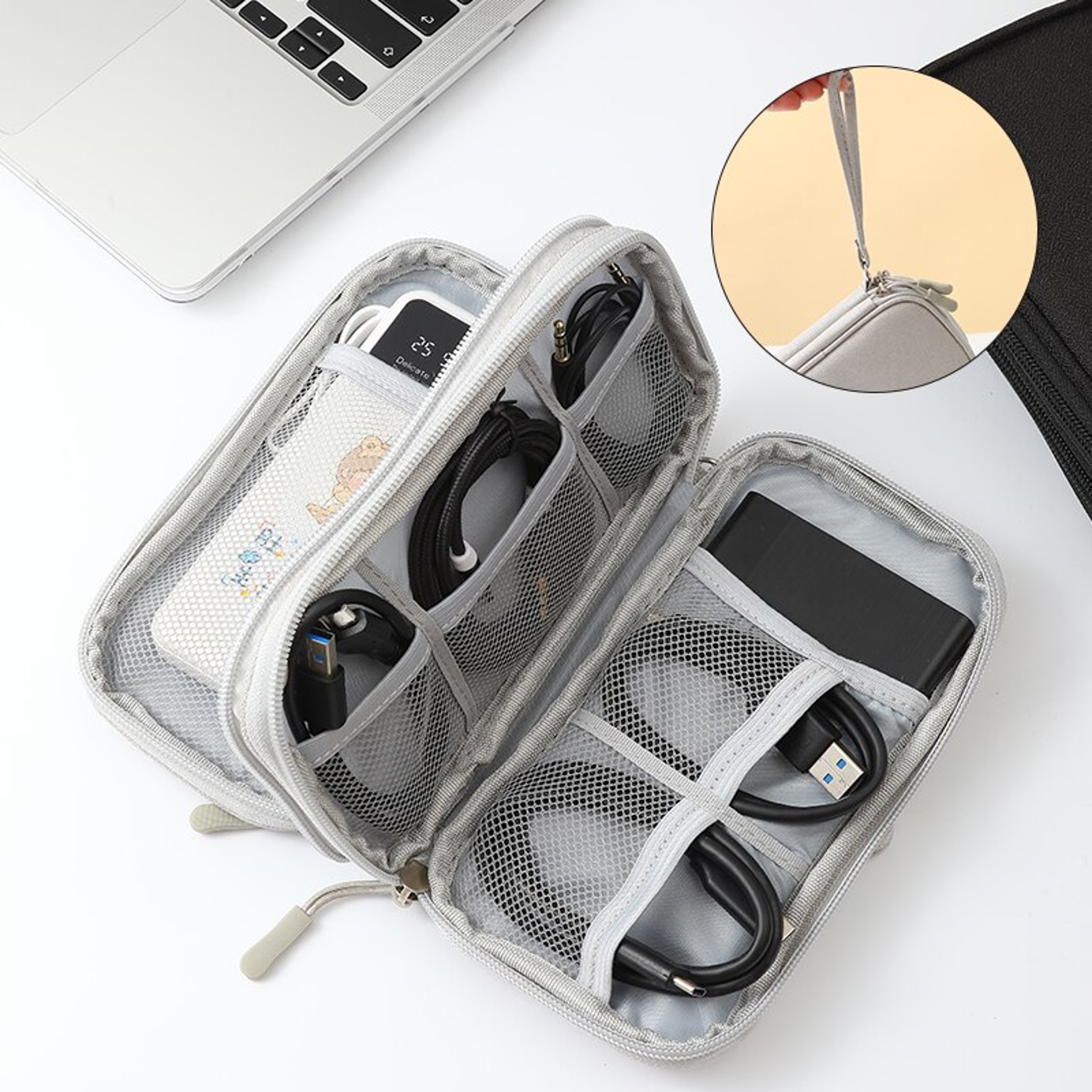 Portable Electronic Organizer Bag Travel Cable Storage Case Rectangular Tech Accessory Pouch 2