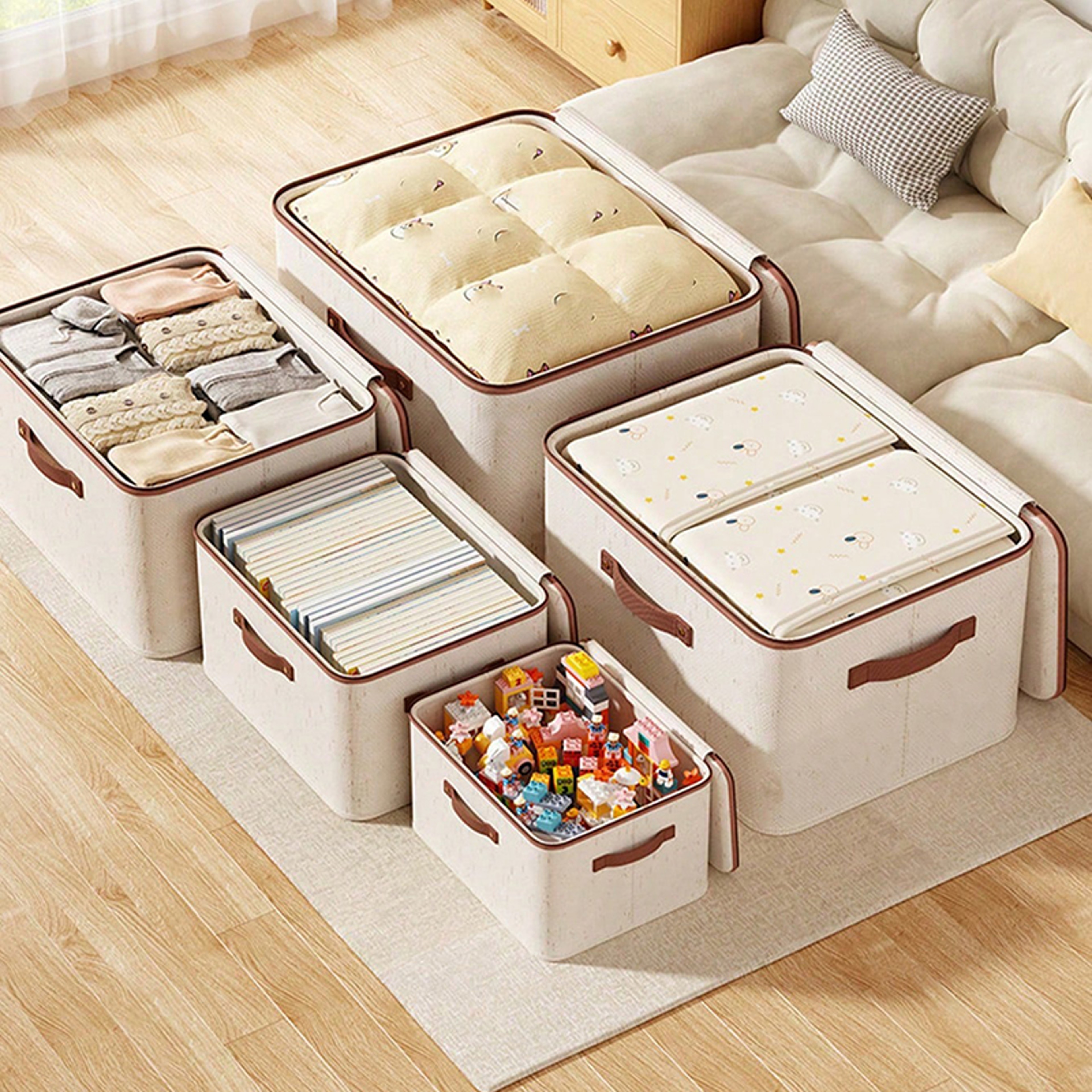 Foldable Clothes Storage Box with Handle and Zipper Reusable Wardrobe Organizer – view 6