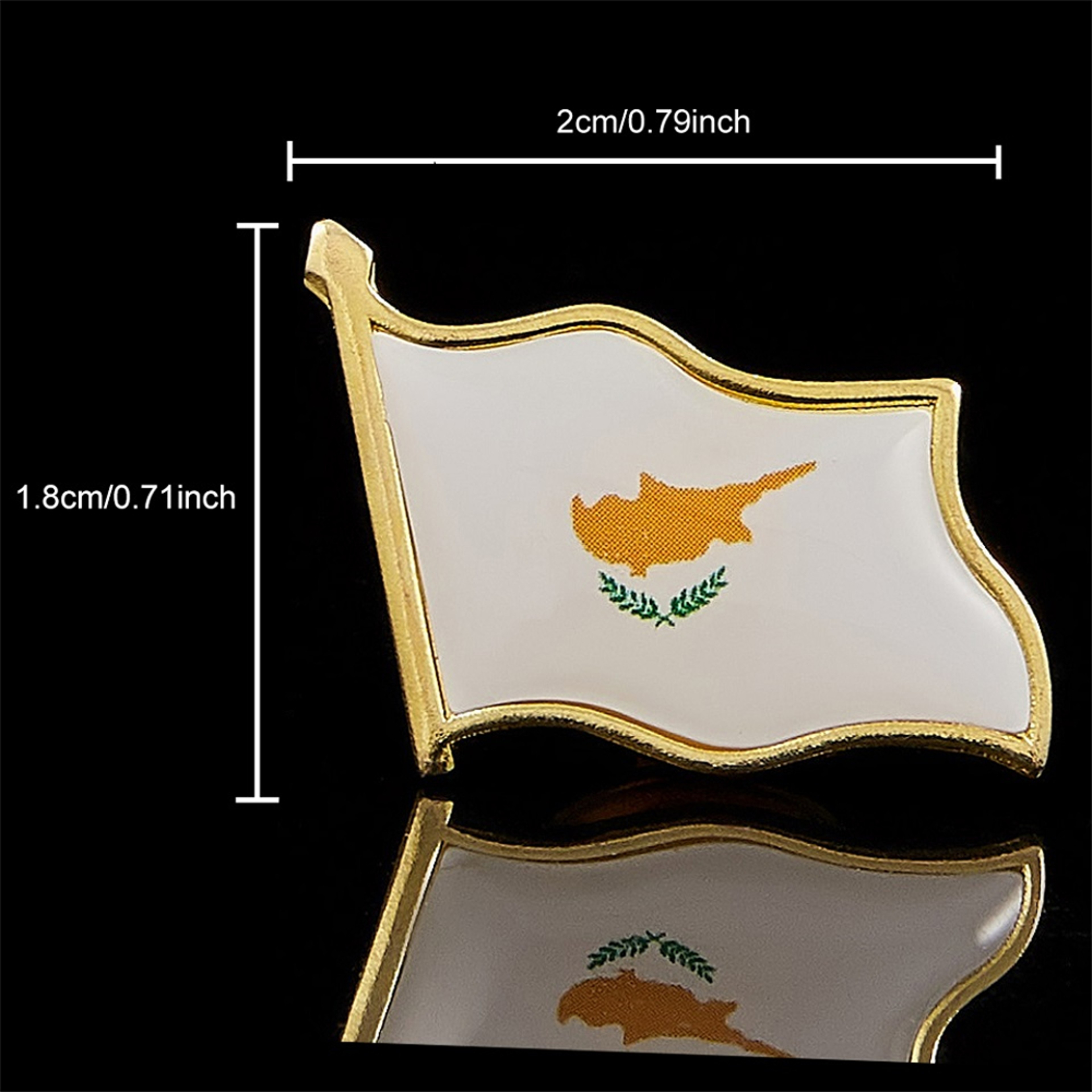 Cyprus Flag Lapel Pin Gold Plated Metal Country Badge – view 2