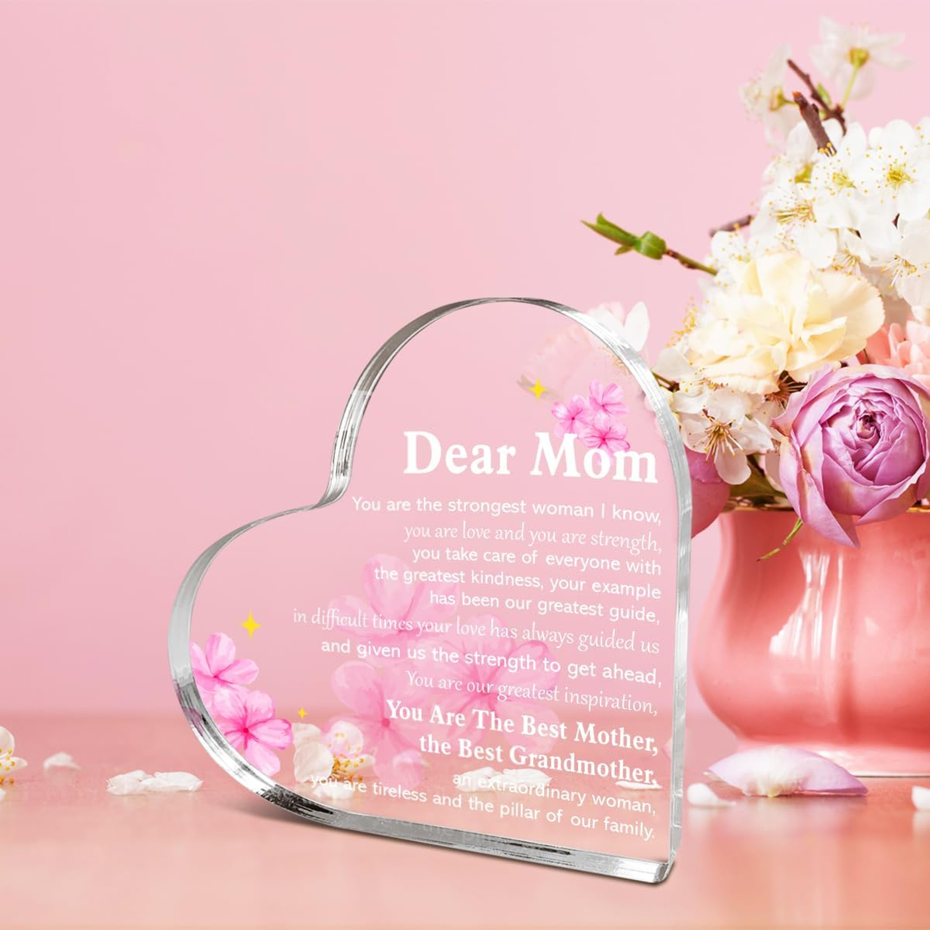 Heart Acrylic Decor Gifts for Mom from Daughter Mother Day Gift Idea Desk Ornament – view 3