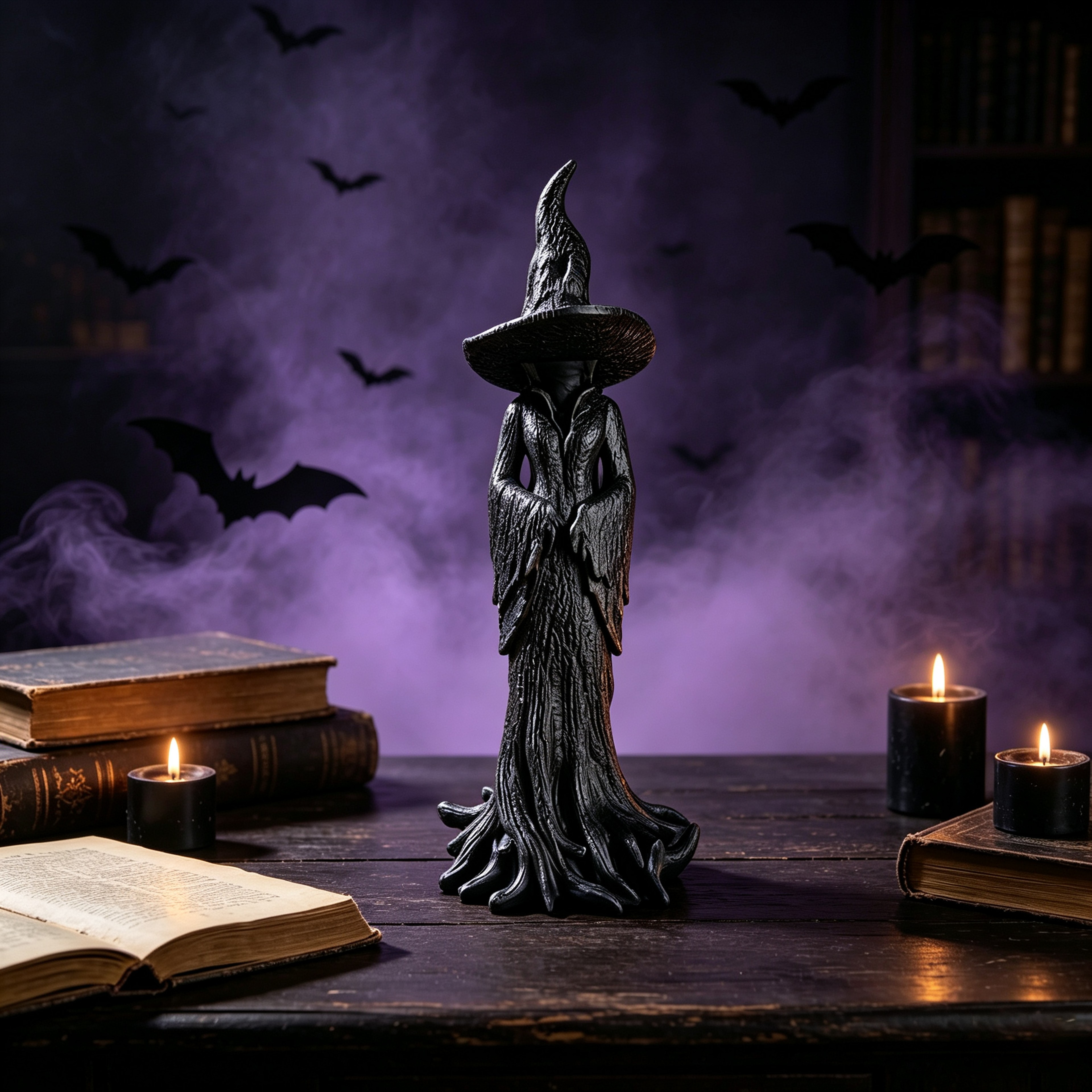 Gothic Witch Resin Statue Dark Aesthetic Wizard Figurine Vintage Bookshelf Sculpture – view 5
