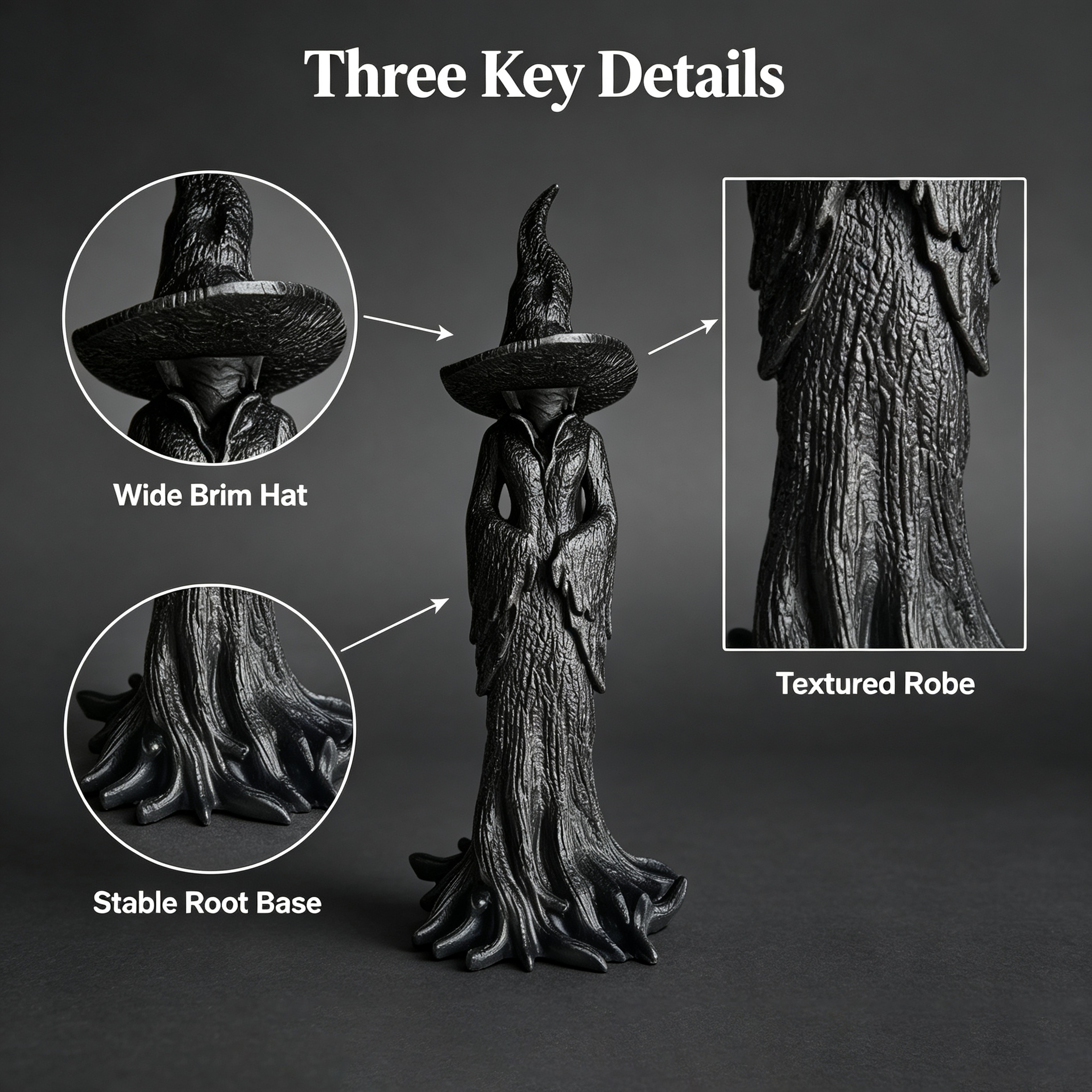 Gothic Witch Resin Statue Dark Aesthetic Wizard Figurine Vintage Bookshelf Sculpture – view 6