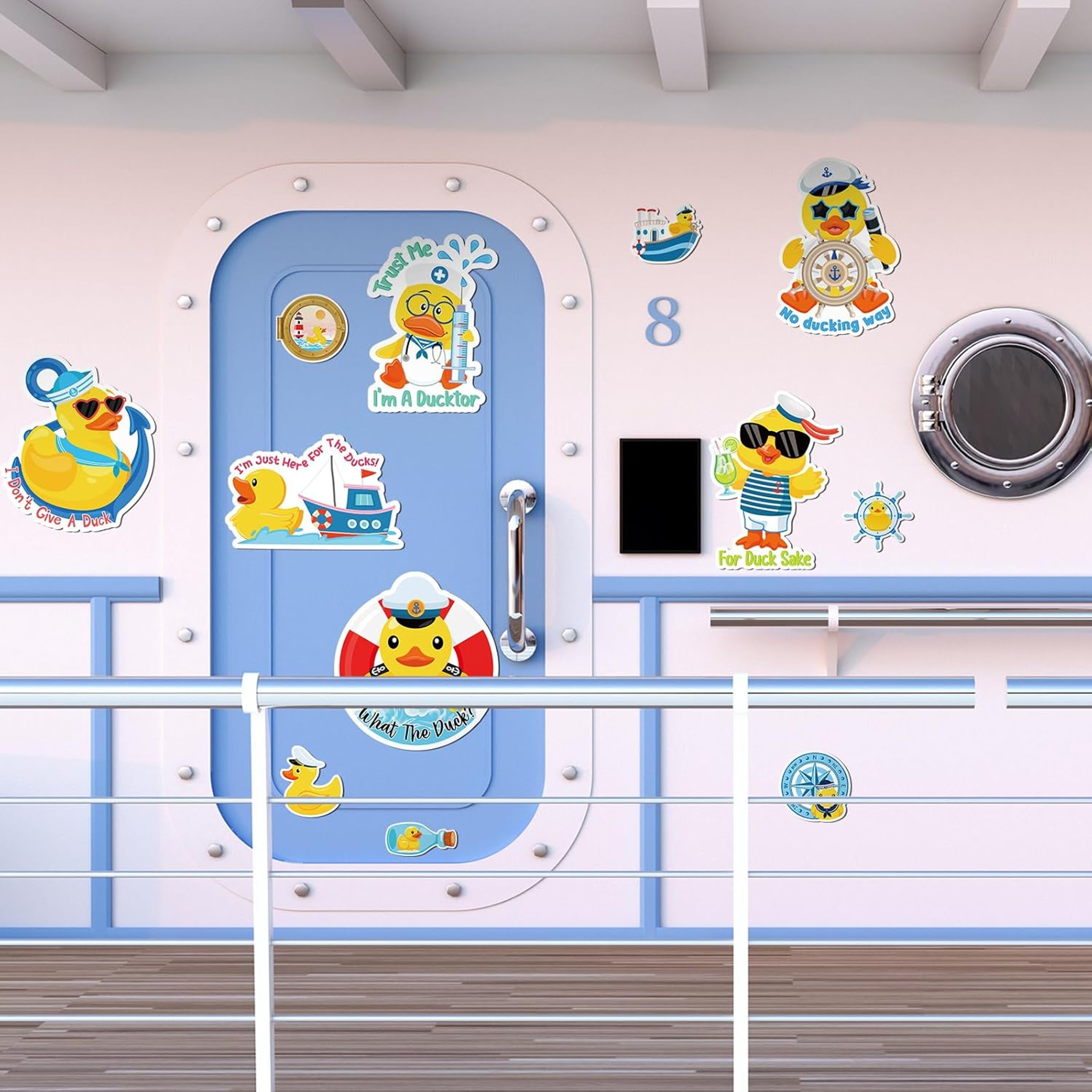 Twelve Pcs Duck Magnets for Cruise Door Decoration Summer Duck Fridge Magnets – view 1