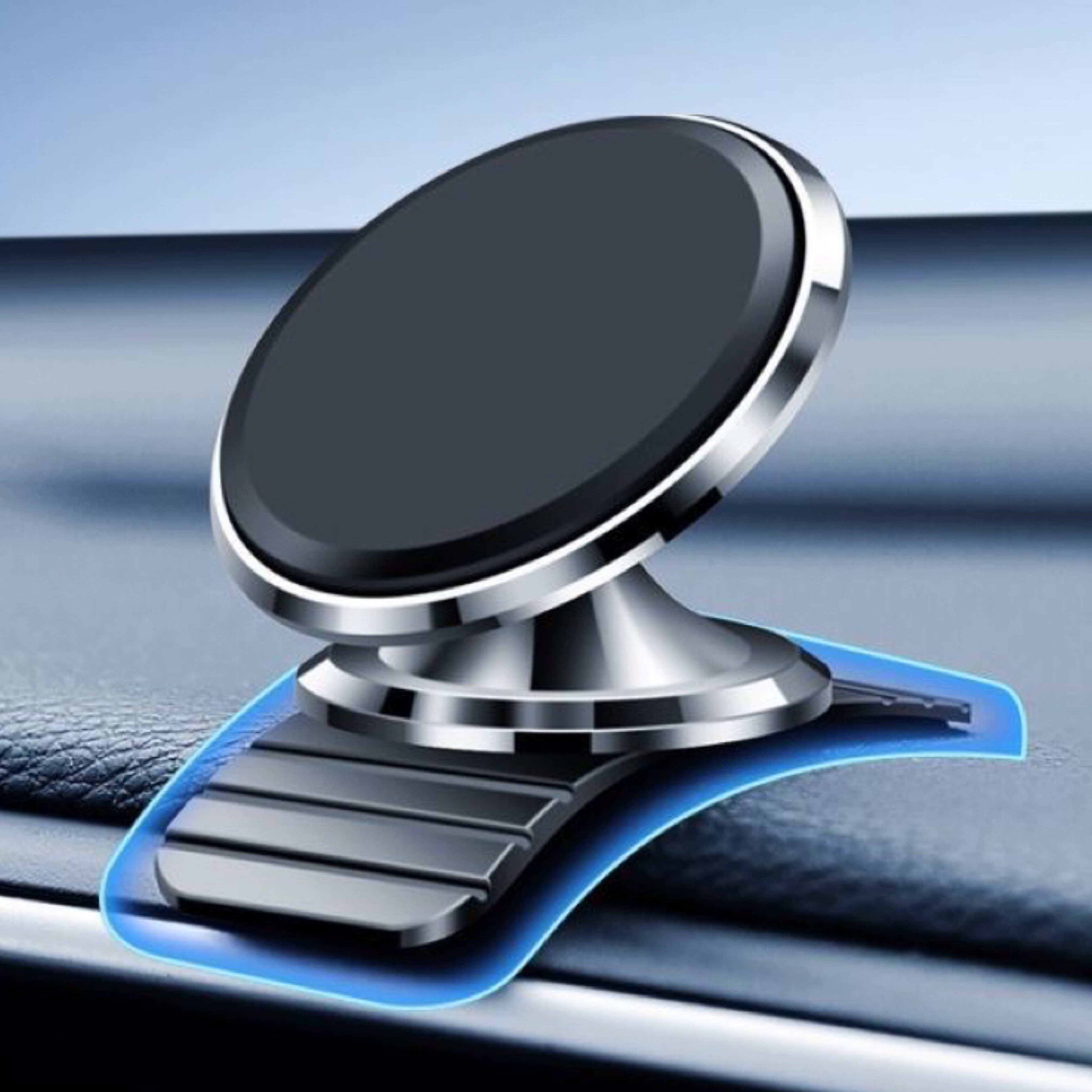 Magnetic Car Phone Mount Dashboard Arc Clip and Soft Base – view 1