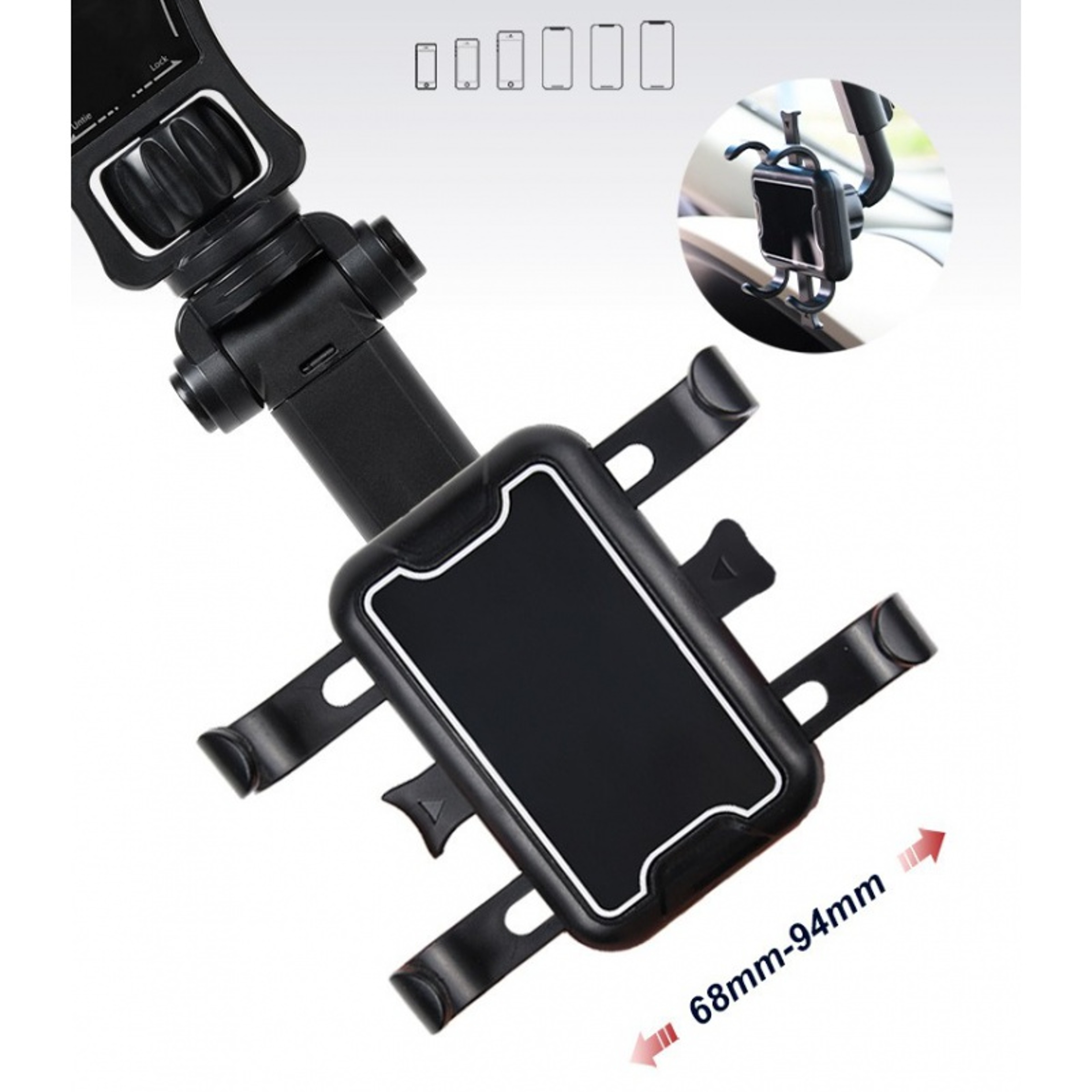 Car Phone Holder Easy Clip Mount Stand for Rearview Mirror Universal Flexible Holder – view 4