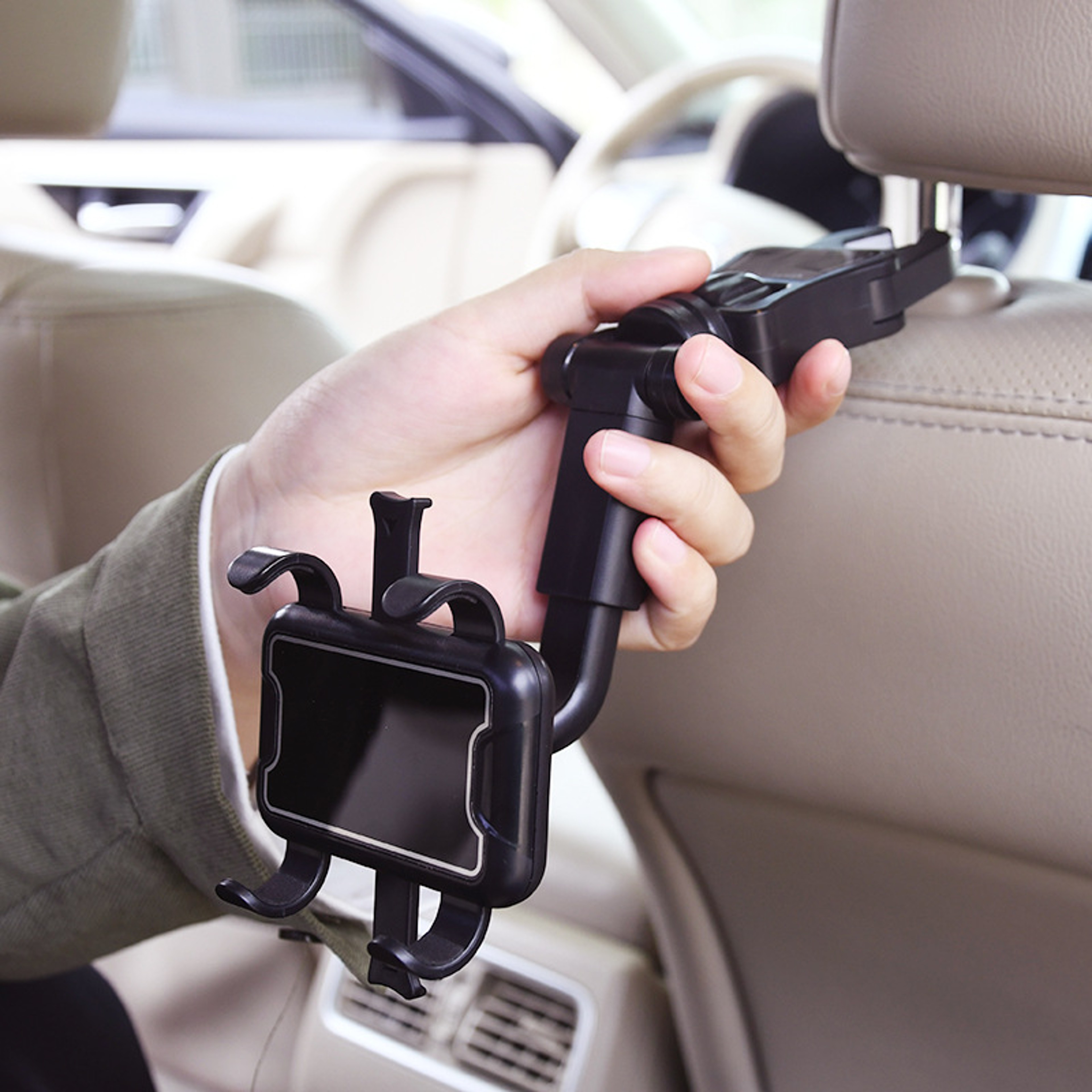 Car Phone Holder Easy Clip Mount Stand for Rearview Mirror Universal Flexible Holder – view 3