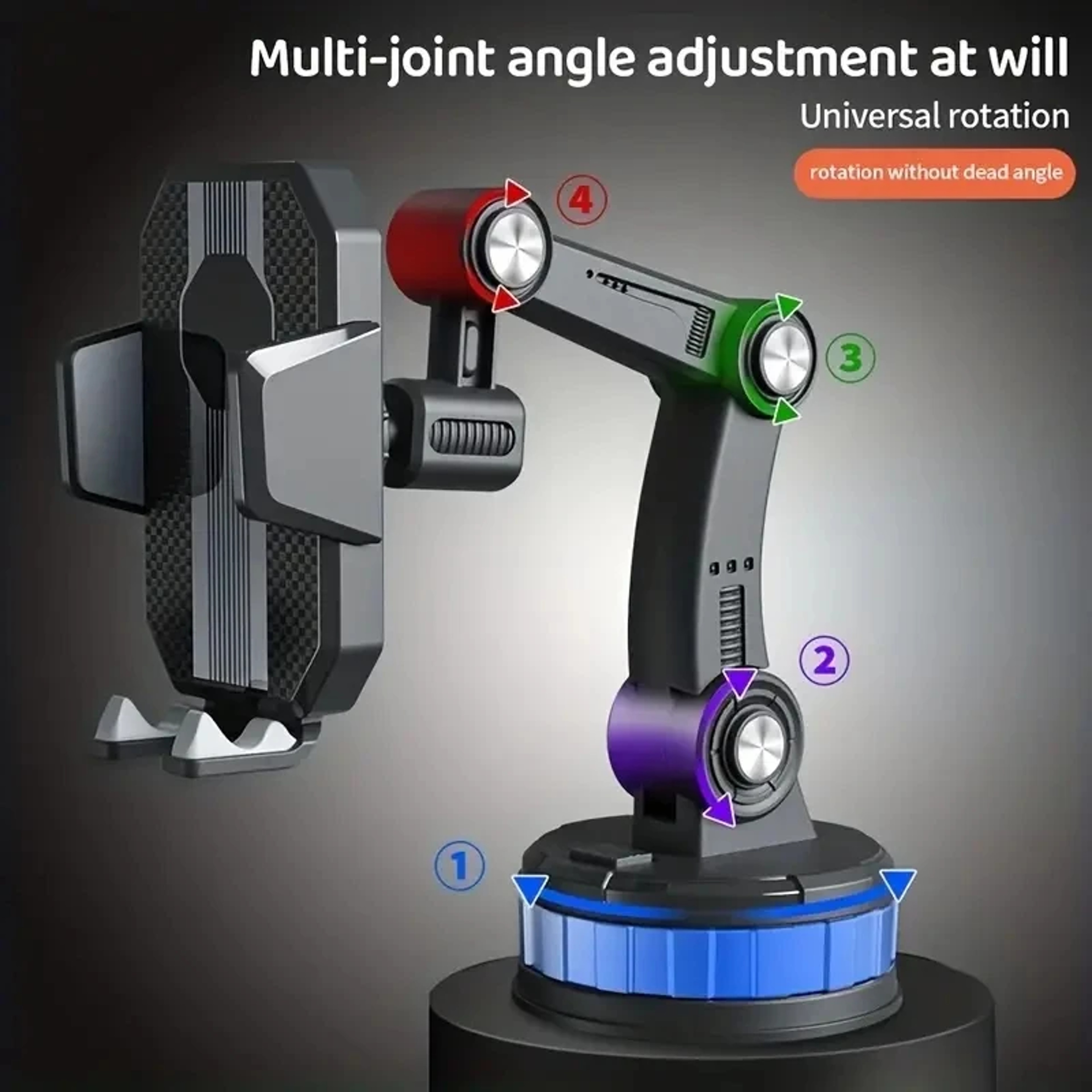 Car Phone Holder With Suction Mount And Adjustable Arm 2