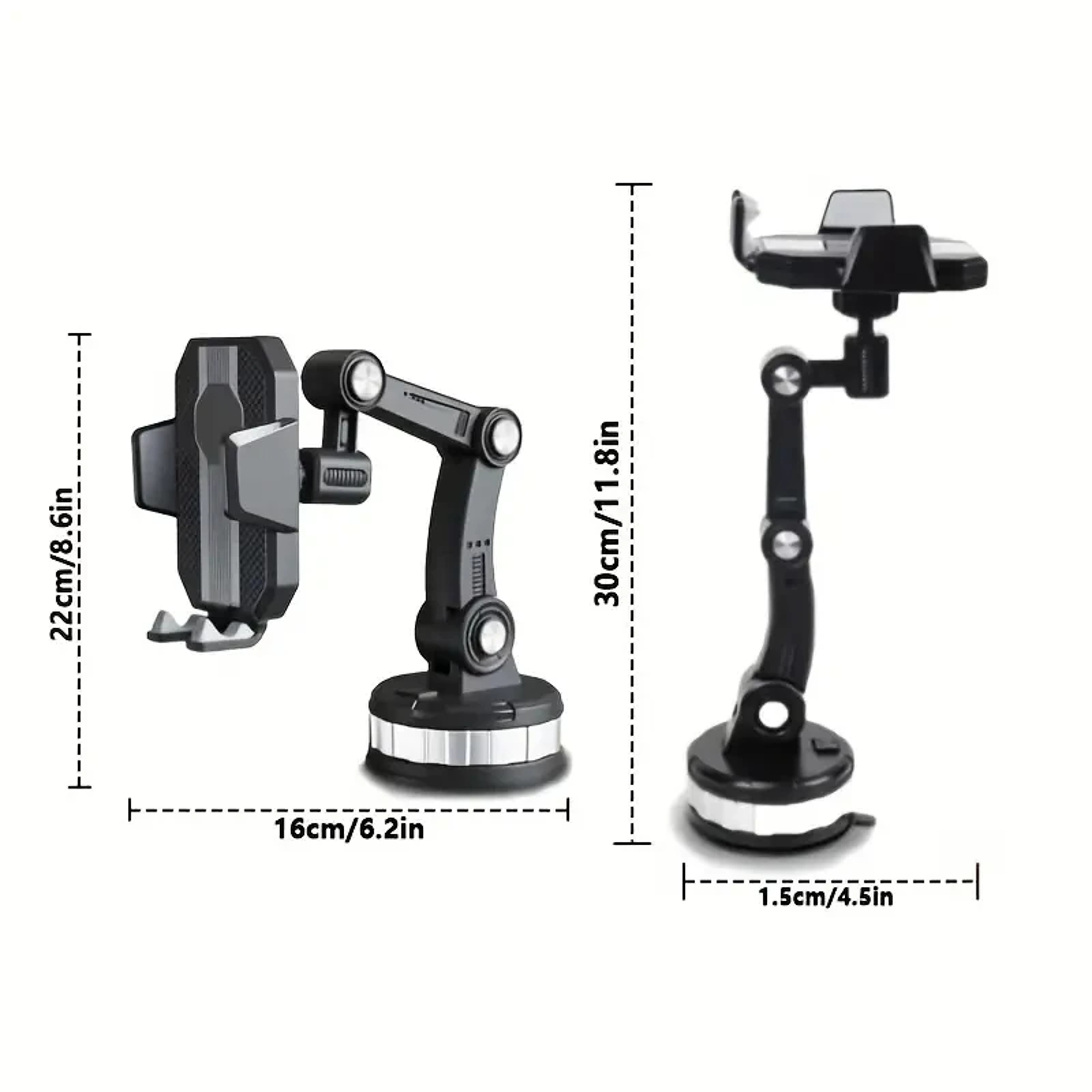 Car Phone Holder With Suction Mount And Adjustable Arm 5