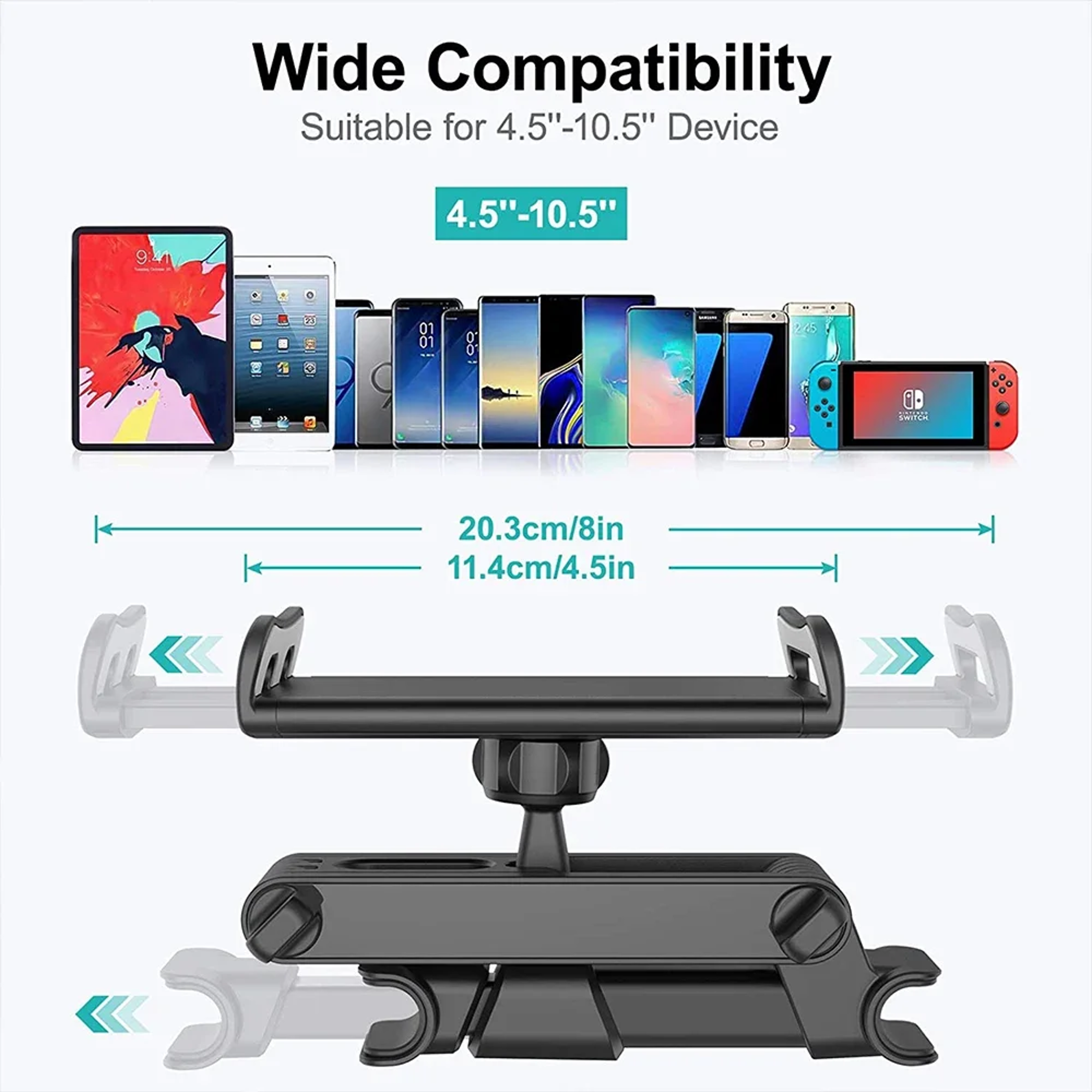 Adjustable Car Headrest Phone And Tablet Holder 5