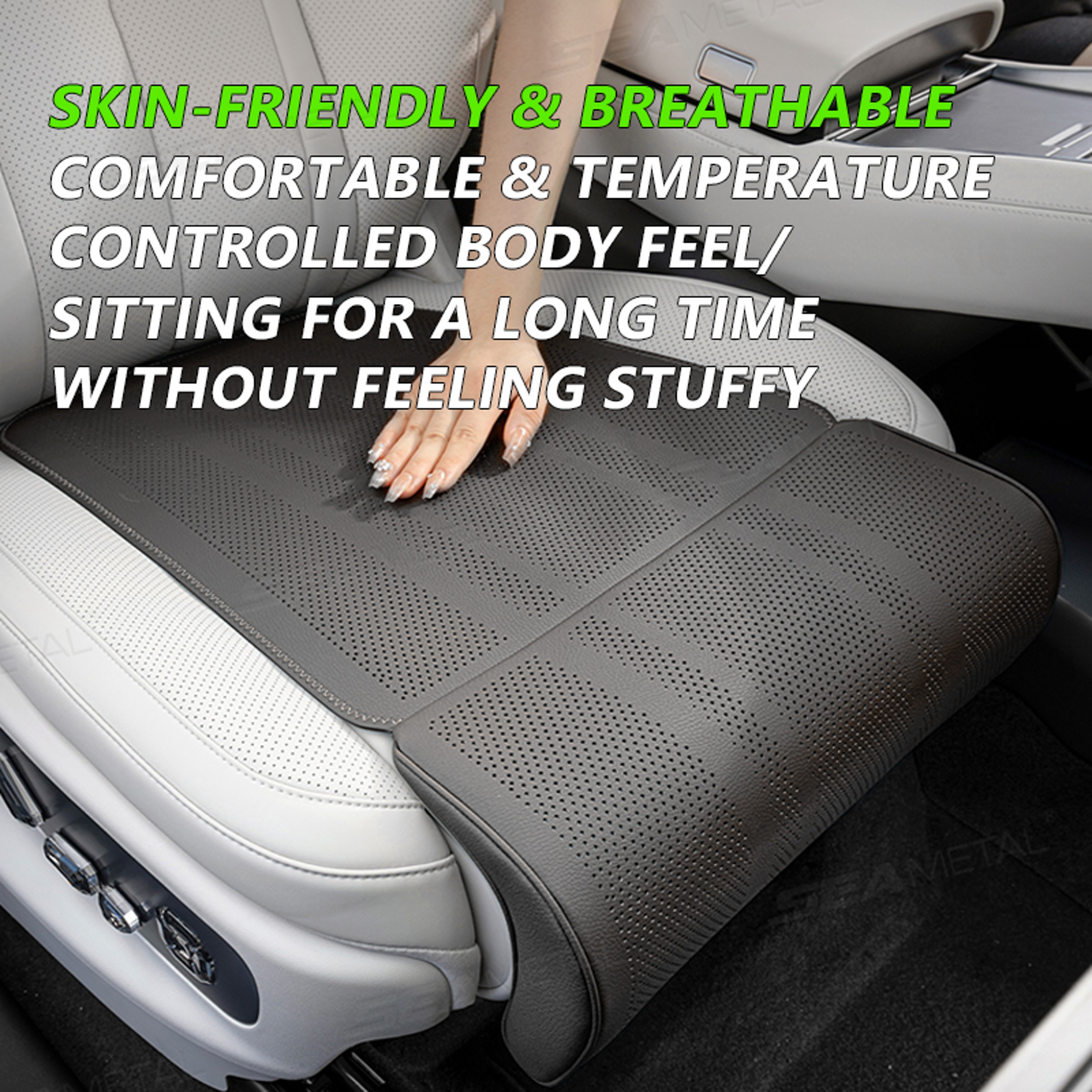 Car Seat Cushion With Extended Leg Support And Artificial Leather Seat Protector 2