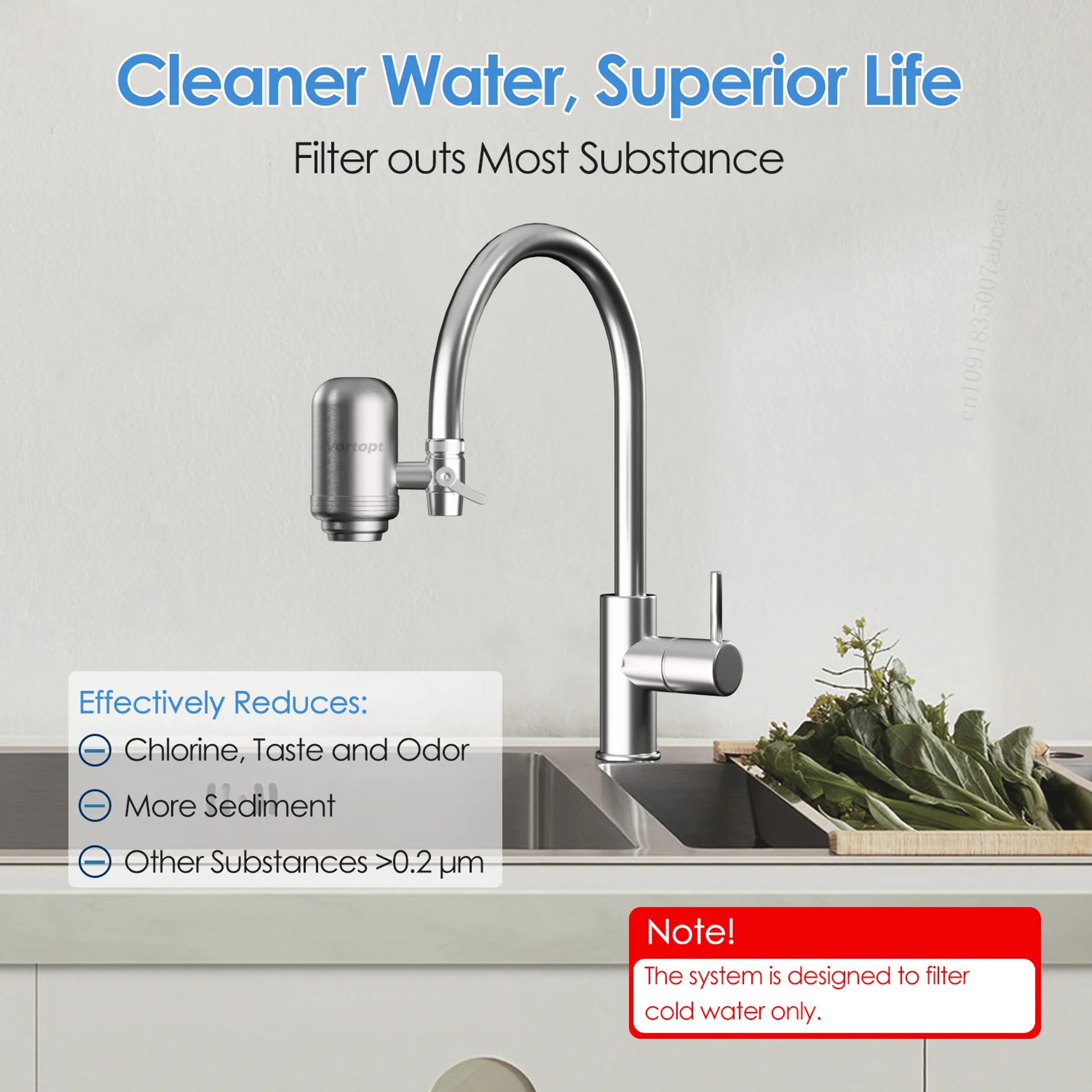 Stainless Steel Faucet Water Filter with Activated Carbon for Kitchen Tap – view 2