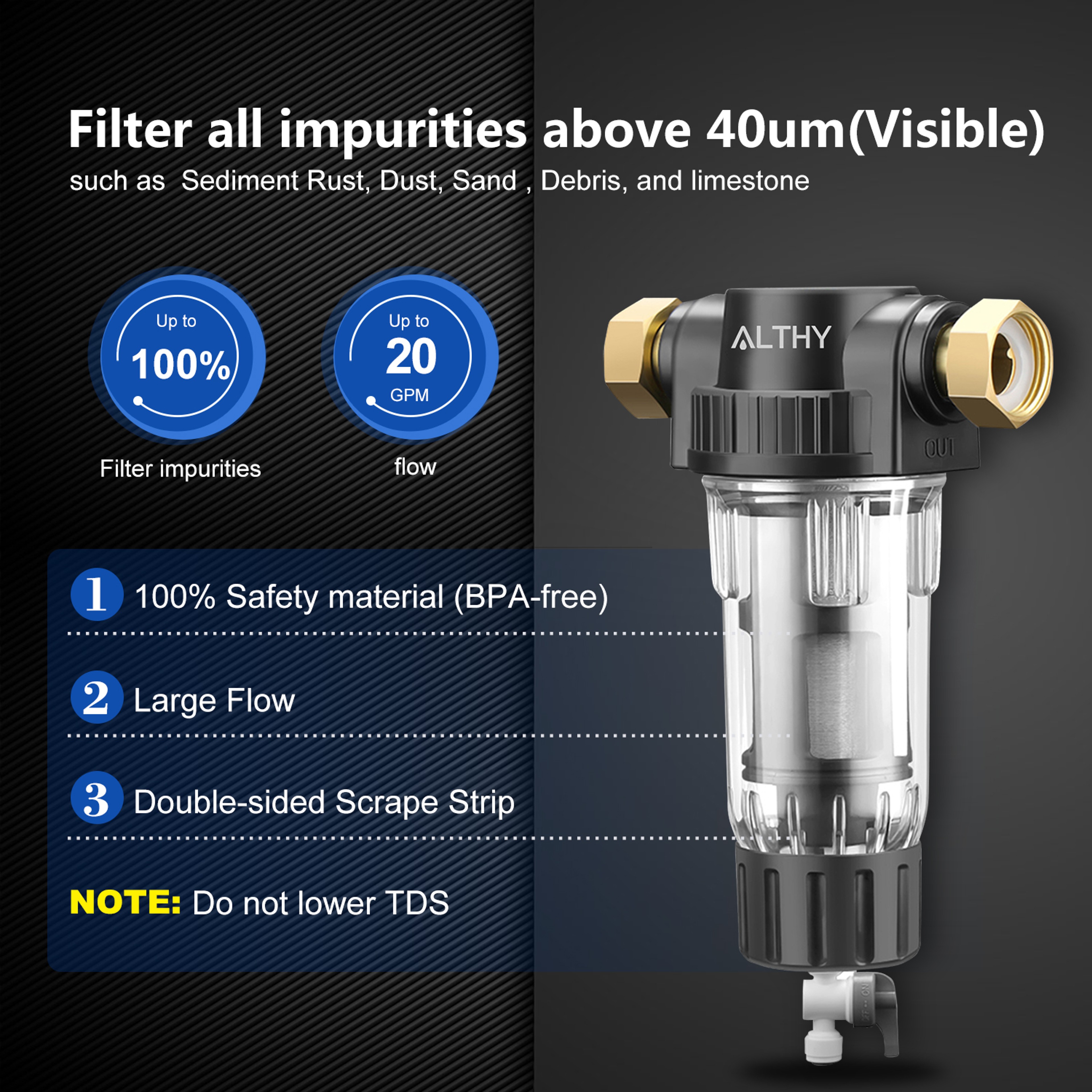 Whole House Spin Down Sediment Water Pre Filter With Stainless Steel Mesh And Backwash 1