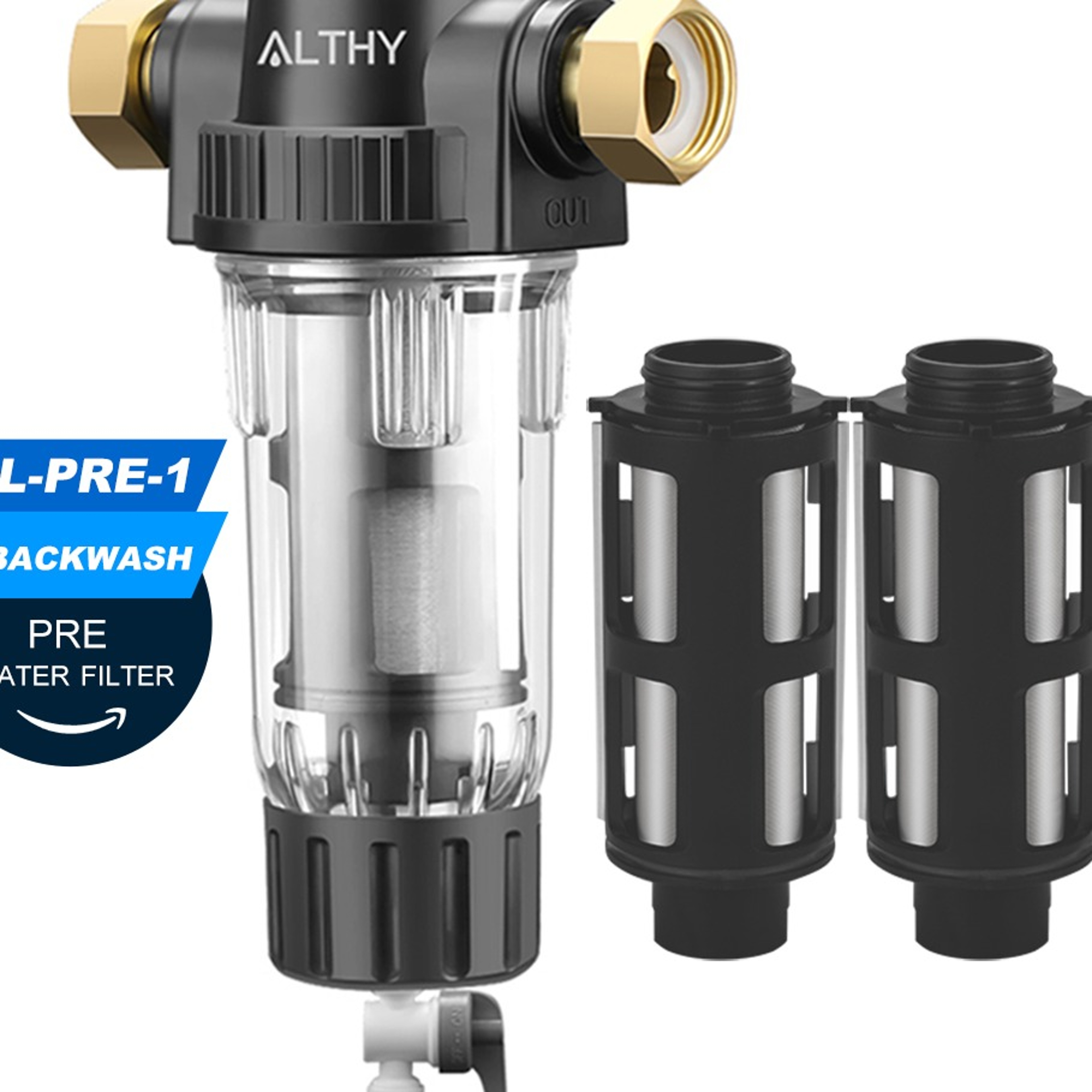 Whole House Spin Down Sediment Water PreFilter with Stainless Steel Mesh and Backwashjpg