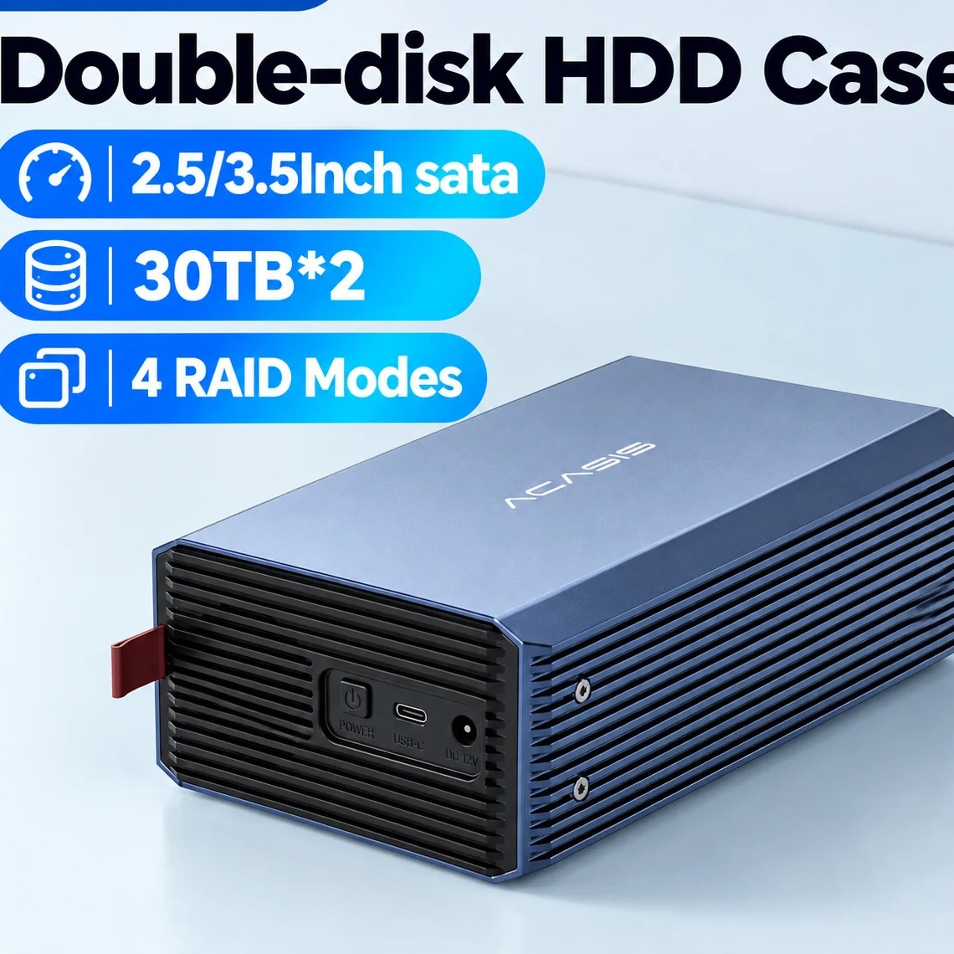 Dual Bay SATA HDD Enclosure with USBC Connection and RAID Support for Data Backupjpg