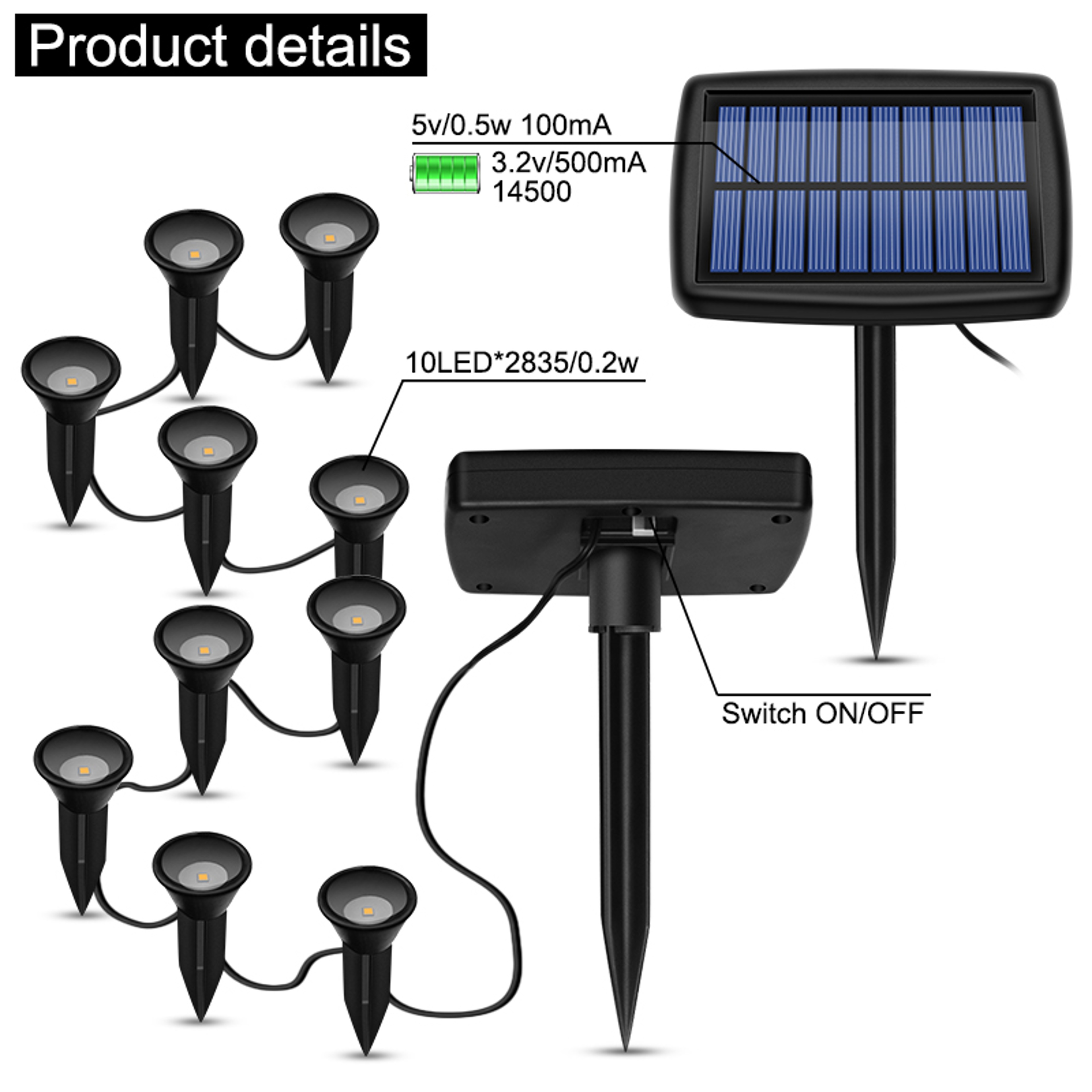 Solar In Ground LED Garden Lights Waterproof Outdoor Landscape Lighting – view 2