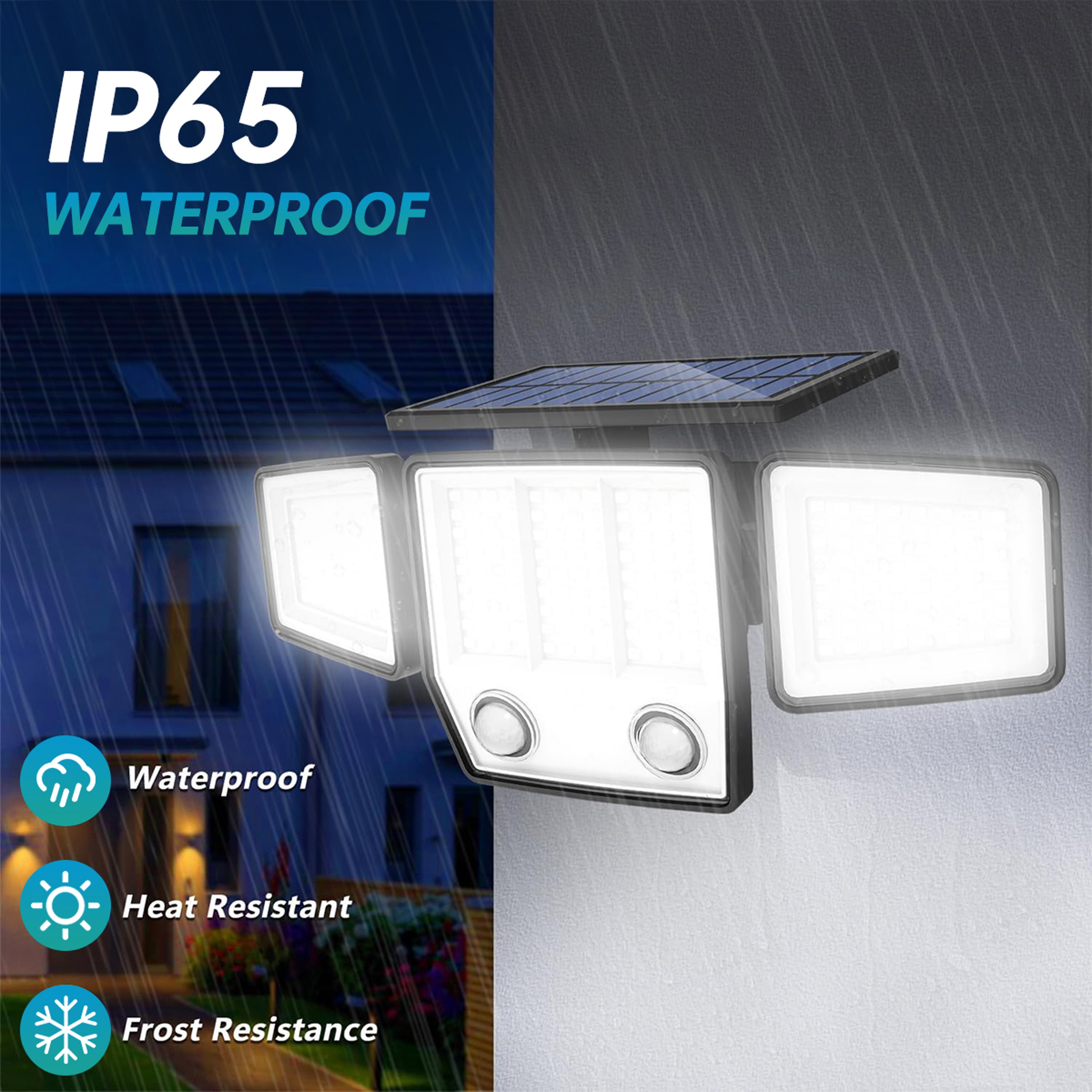 Solar Motion Sensor Outdoor Light With Three Adjustable Heads 4