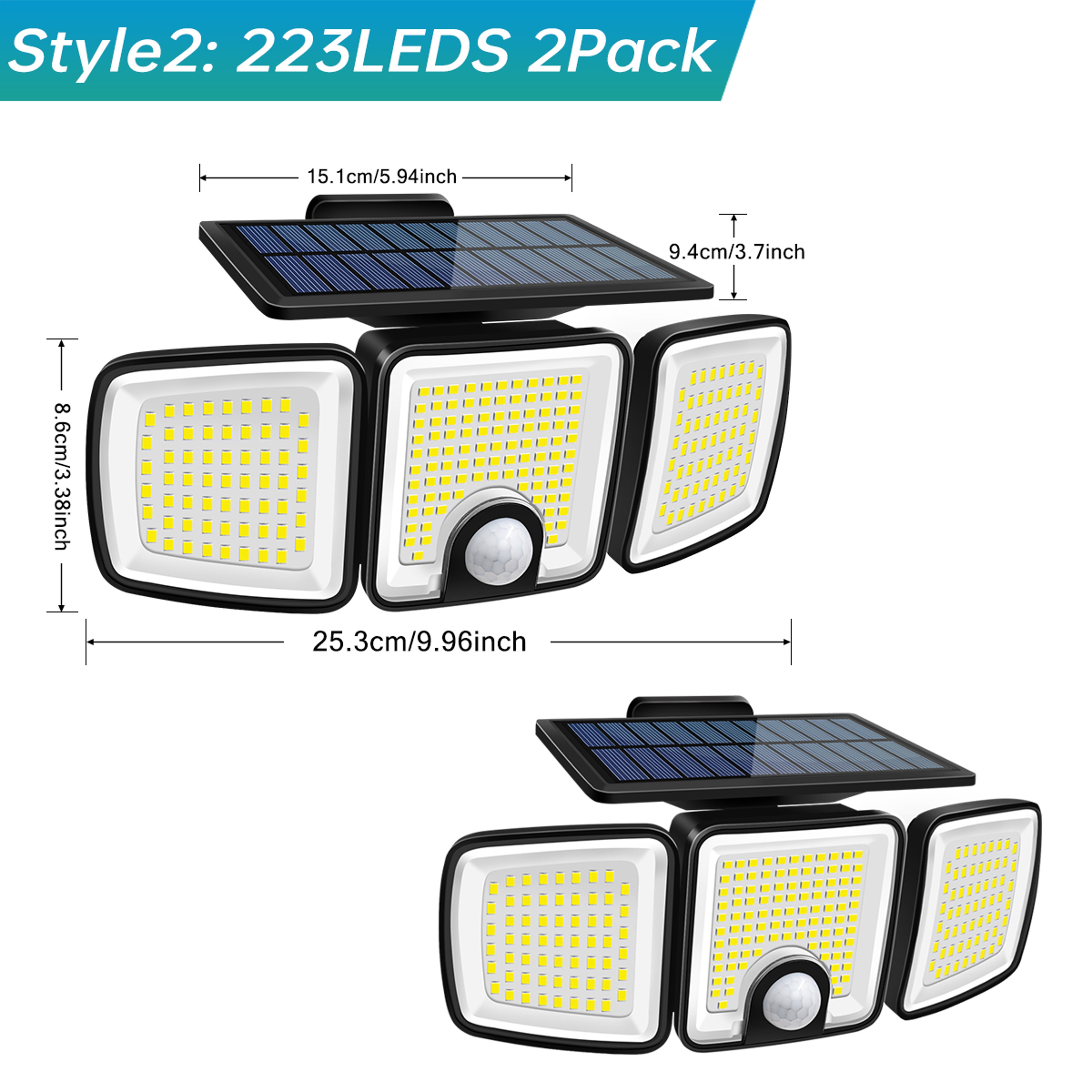 Solar Motion Sensor Outdoor Light With Three Adjustable Heads 6