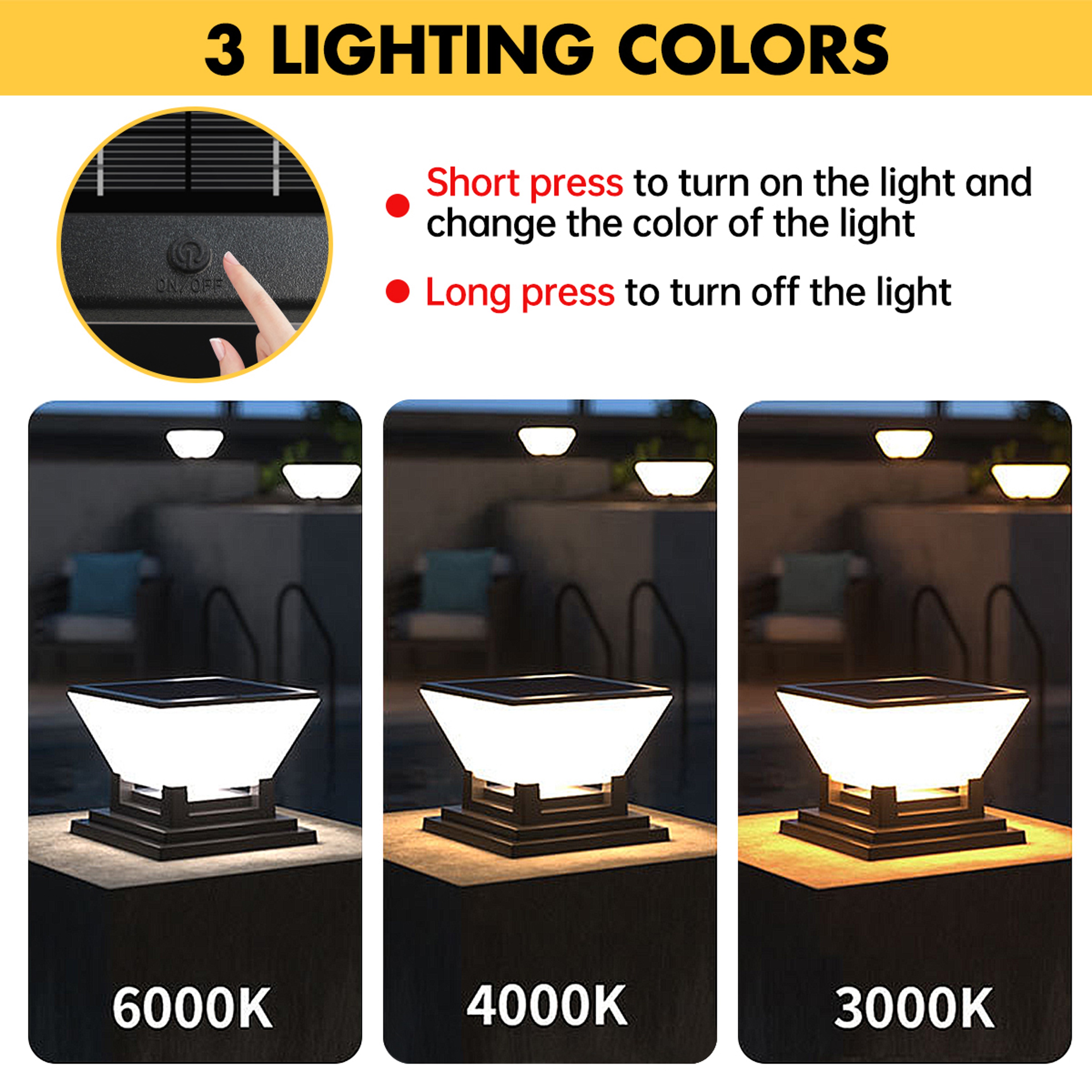 Solar Post Light with Dusk to Dawn Sensor Outdoor LED Garden Light – view 4