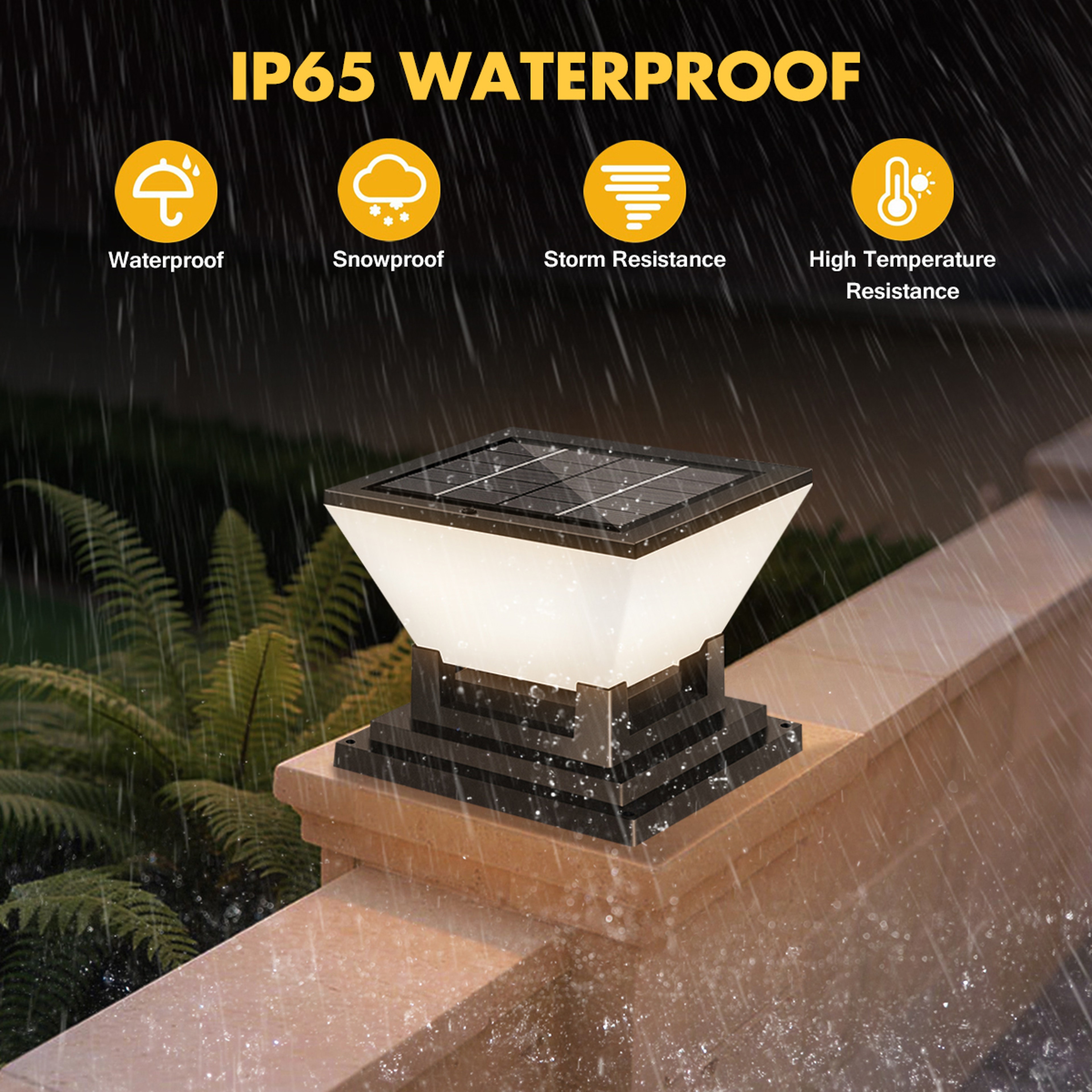 Solar Post Light with Dusk to Dawn Sensor Outdoor LED Garden Light – view 5