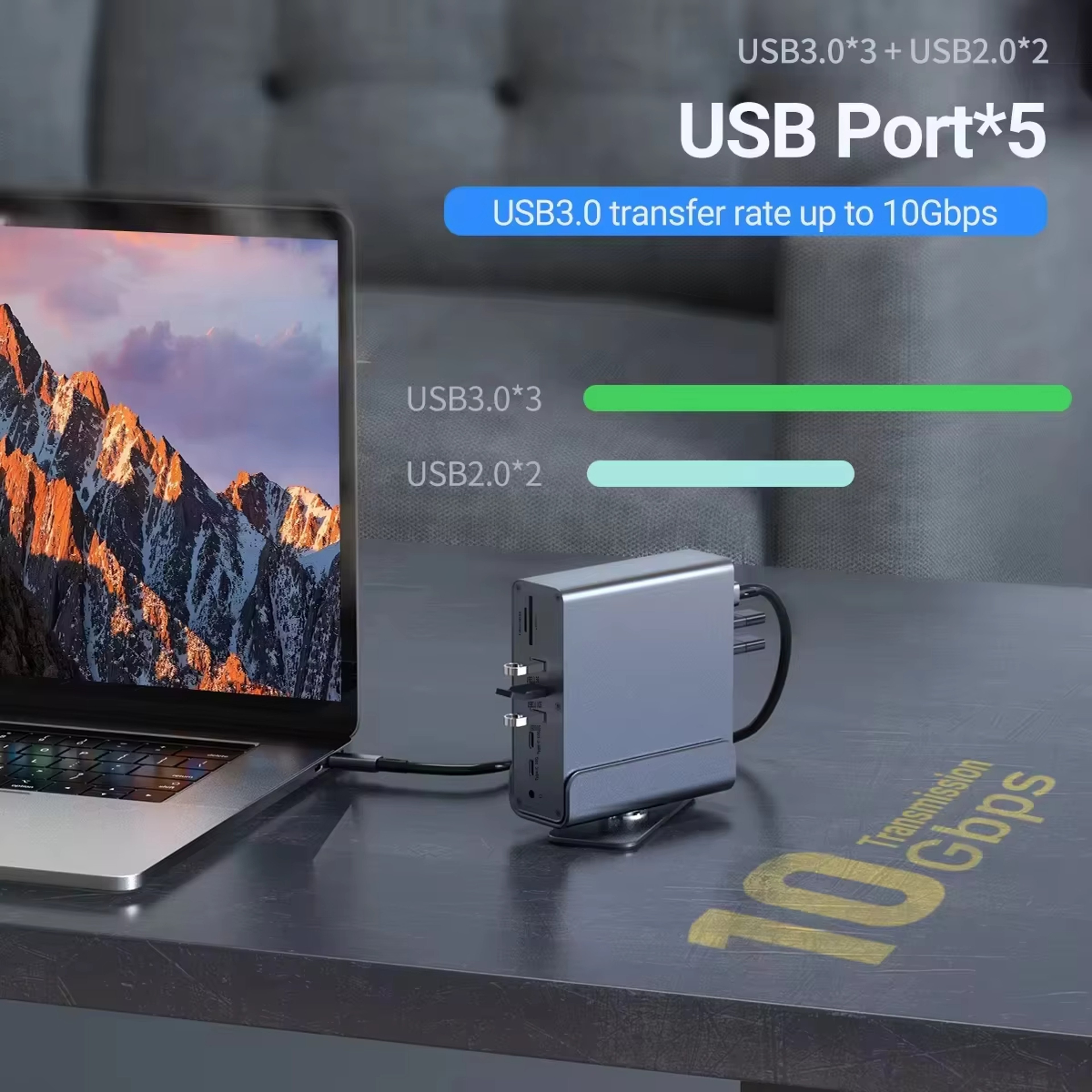 USB C Docking Station Hub Port Adapter for Macbook Pro Laptop PC – view 2