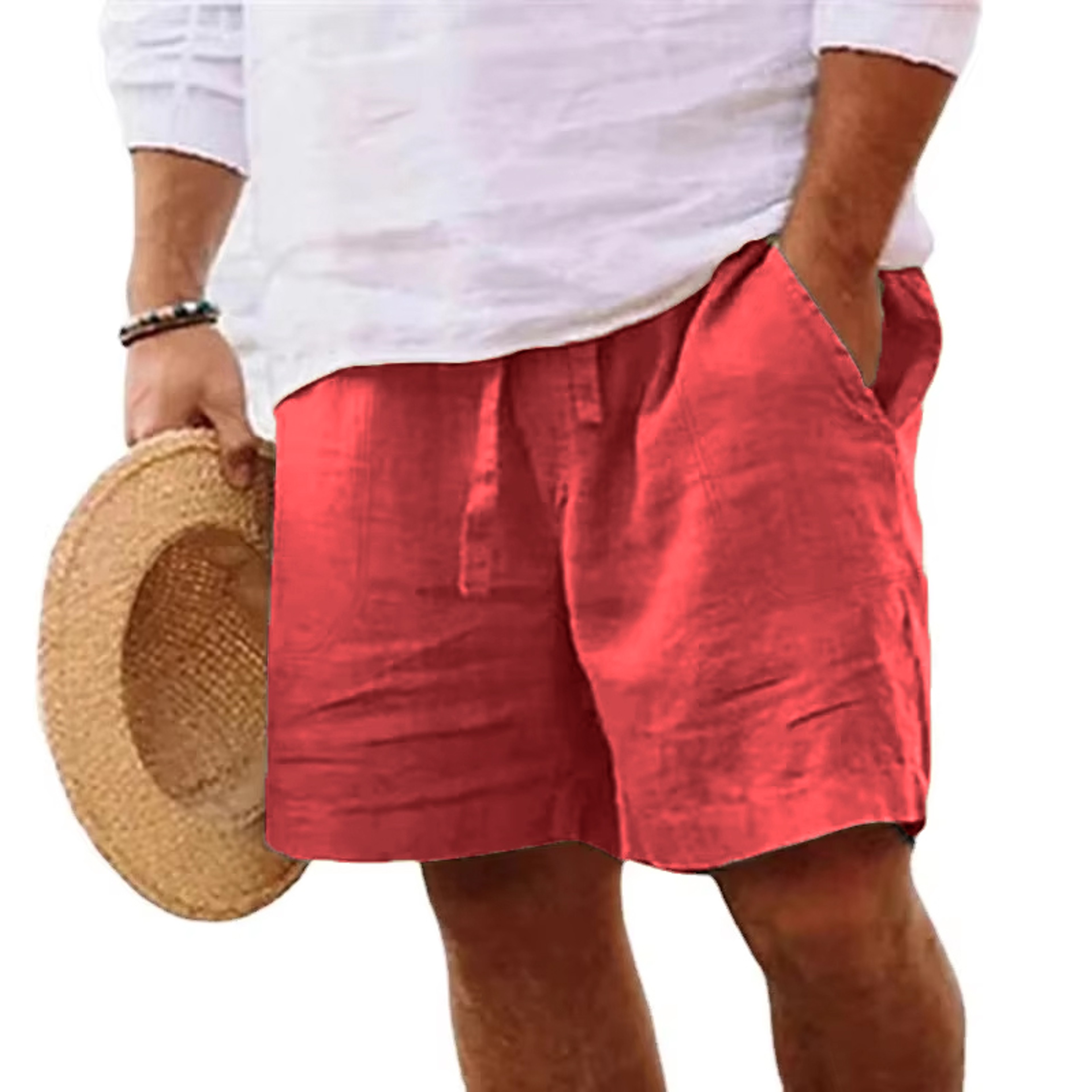 Mens Cotton Gym Shorts Lightweight Loose Fit Drawstring Summer Shorts 10