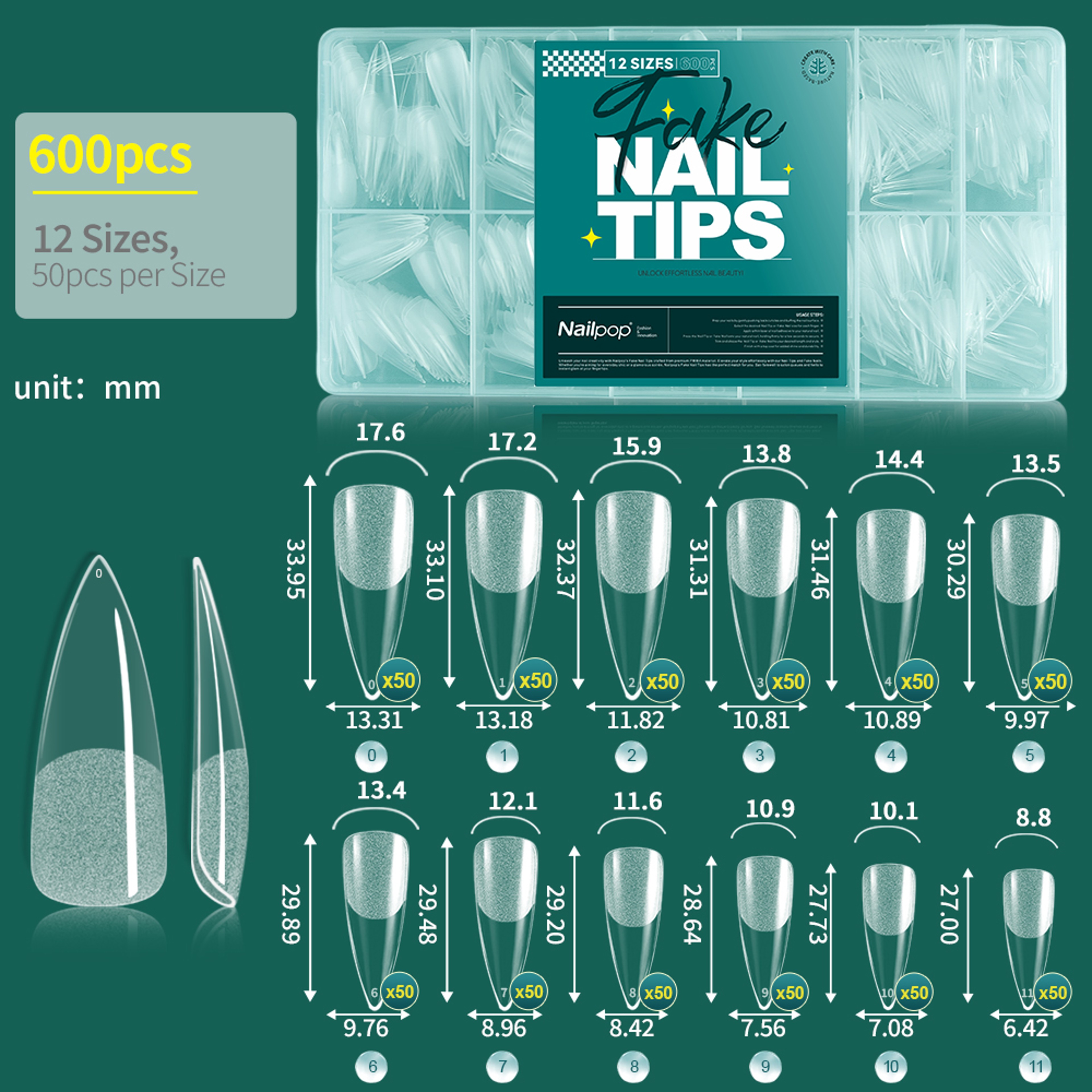 Pre Buffed Full Cover Nail Tips Semi Matte False Nail Extensions – view 9