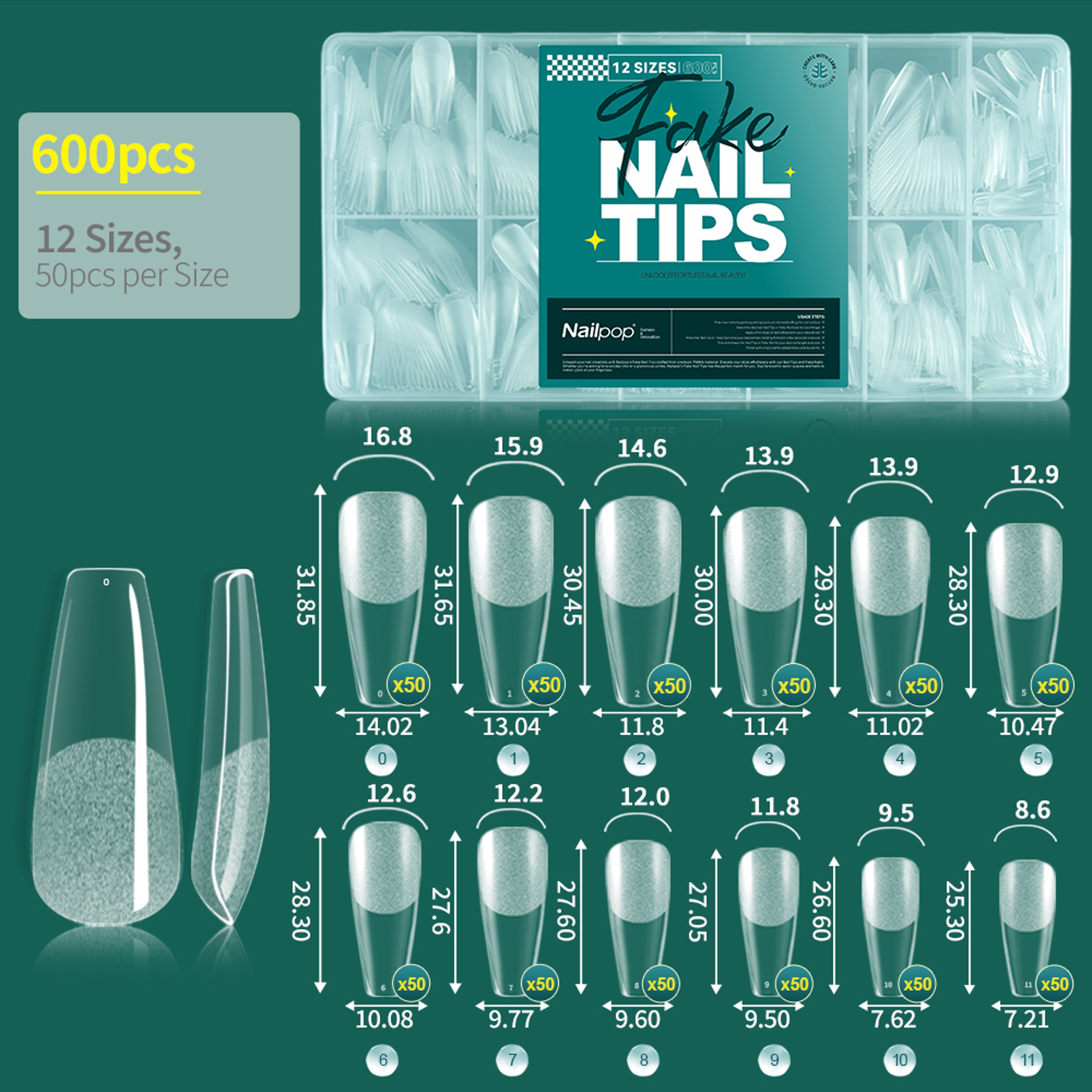 Pre Buffed Full Cover Nail Tips Semi Matte False Nail Extensions – view 14